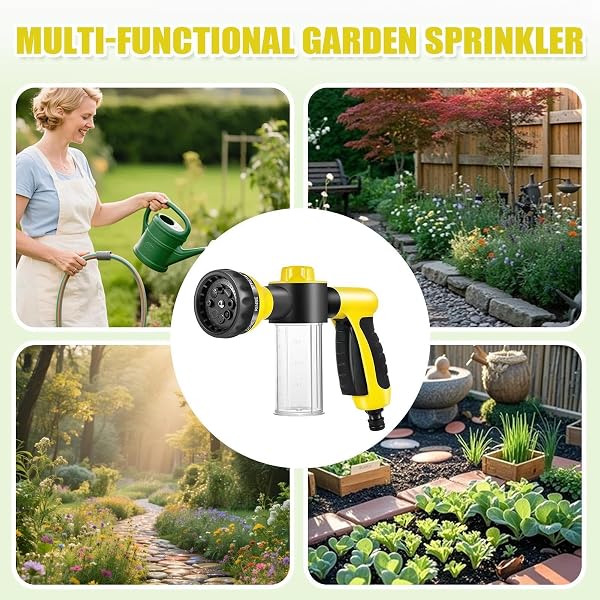 Adjustable Foam Cannon - High Pressure Spray Nozzle, Garden Hose with Strong Wash, Pressure Washer with Foam Lance, Outdoor Cleaner for Lawn Yard, Car Wash Tool for Home Garden - 5
