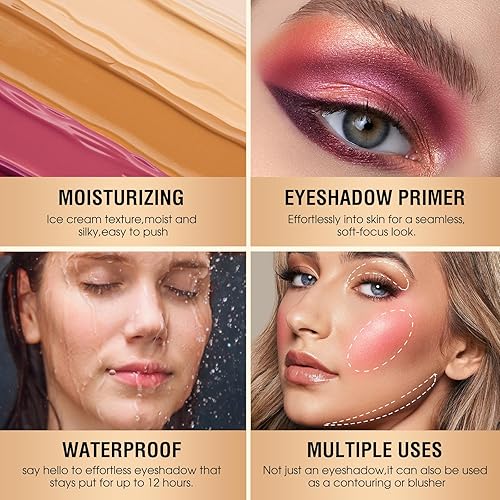 Miniatura 9 de Base de sombra de ojos, base de sombra de ojos, base de sombra de ojos en crema de larga duración, maquillaje facial de cobertura completa,