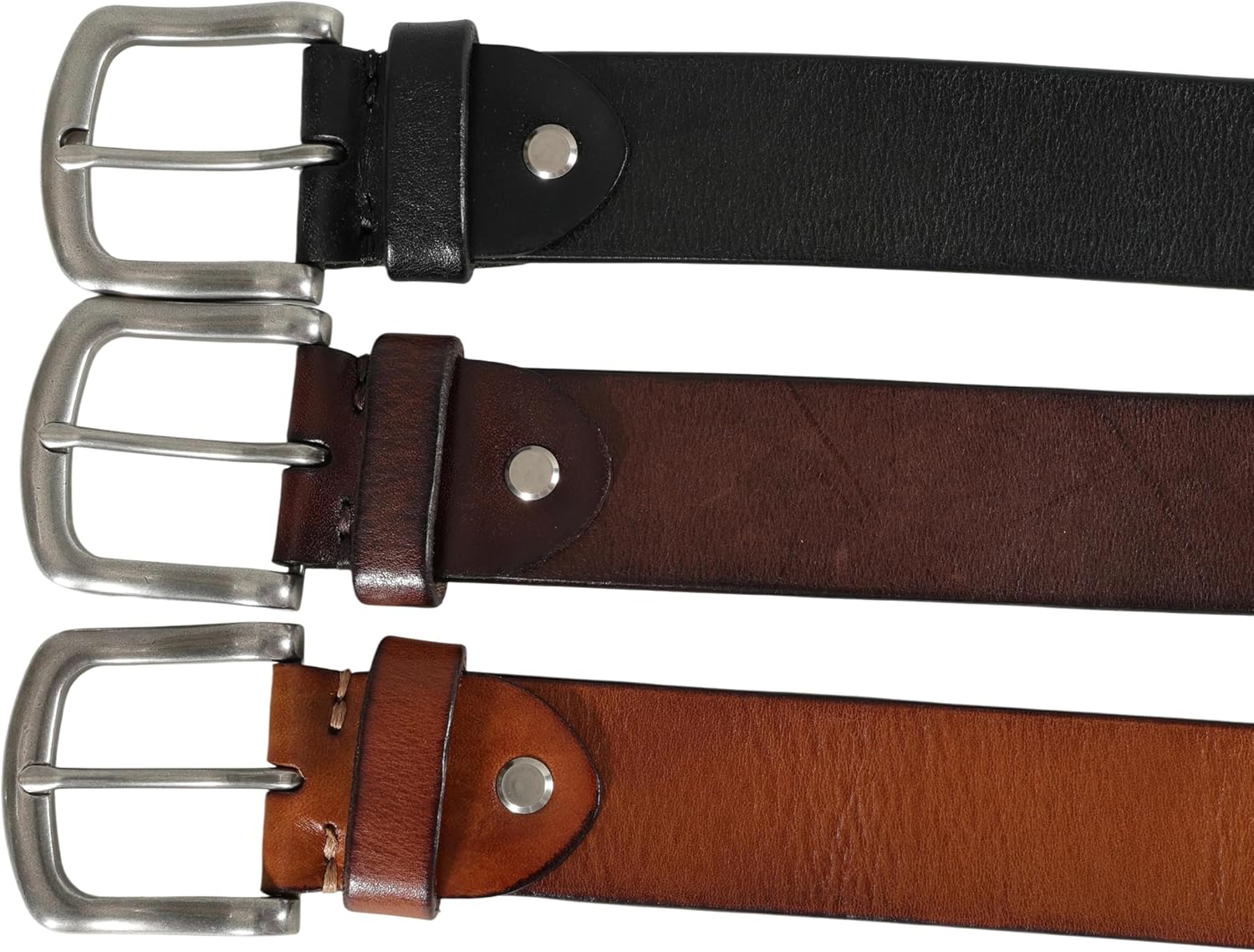 Genuine Cowhide Leather Belt, 38mm Width, Vintage Style with Antique Buckle, Dark Brown - Image 5