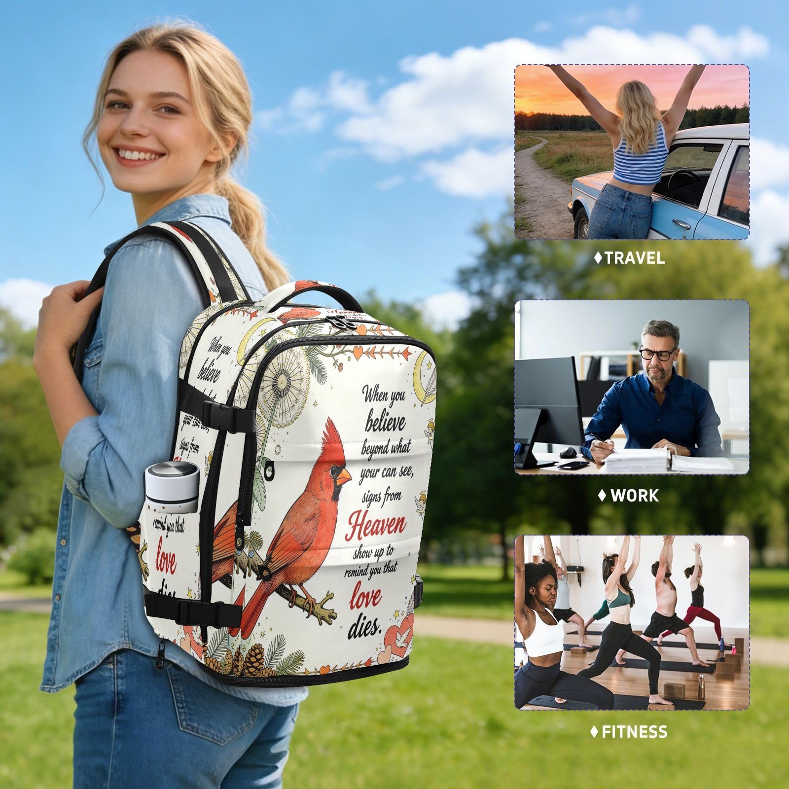 Plecak Torebka 15,6 Torba na laptopa dla kobiet i mężczyzn Wypad Praca Rodzina | Wodoodporna lekka torba na laptopa czerwony ptak znak z nieba anioł osobisty przedmiot torba podróżna do samolotów mochilas