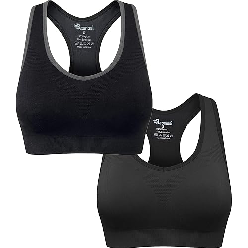 BAOMOSI Women's Seamless Racerback Sports Bra High Impact Support Yoga Gym Workout Fitness