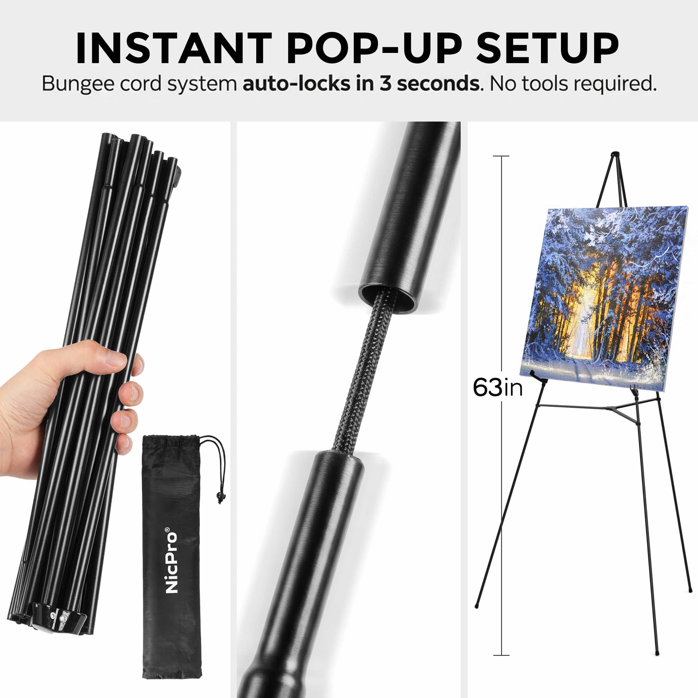 Amazon.com: Nicpro 3 Pack 63 Inches Easel Stand for Sign, Black