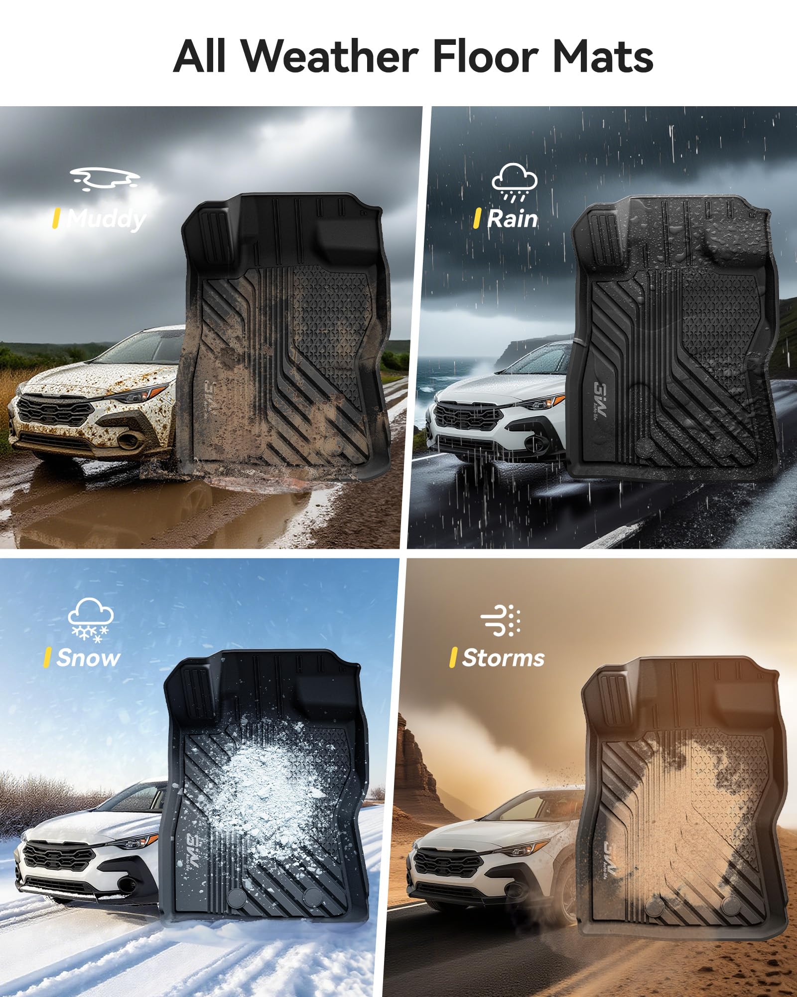 3W Floor Mats for 2024-2025 2026 Subaru Crosstrek Impreza All Weather TPE Custom Fit Floor Liners Full Set — view 5