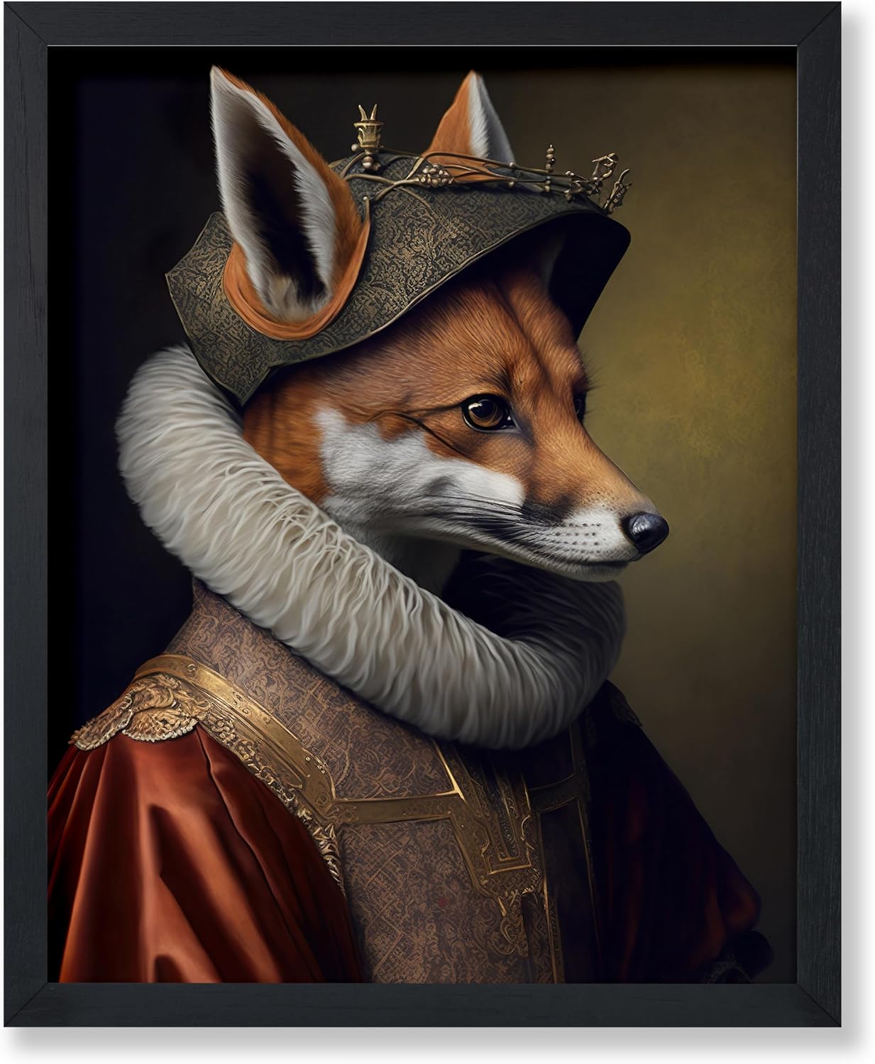 Poster Master Aristocratic Fox Poster - Renaissance Print - Portrait Art - Fox Art - Gift for Men, Women & Animal Lover - Funny Decor for Living Room, Bedroom or Kid's Room - 8x10 UNFRAMED Wall Art