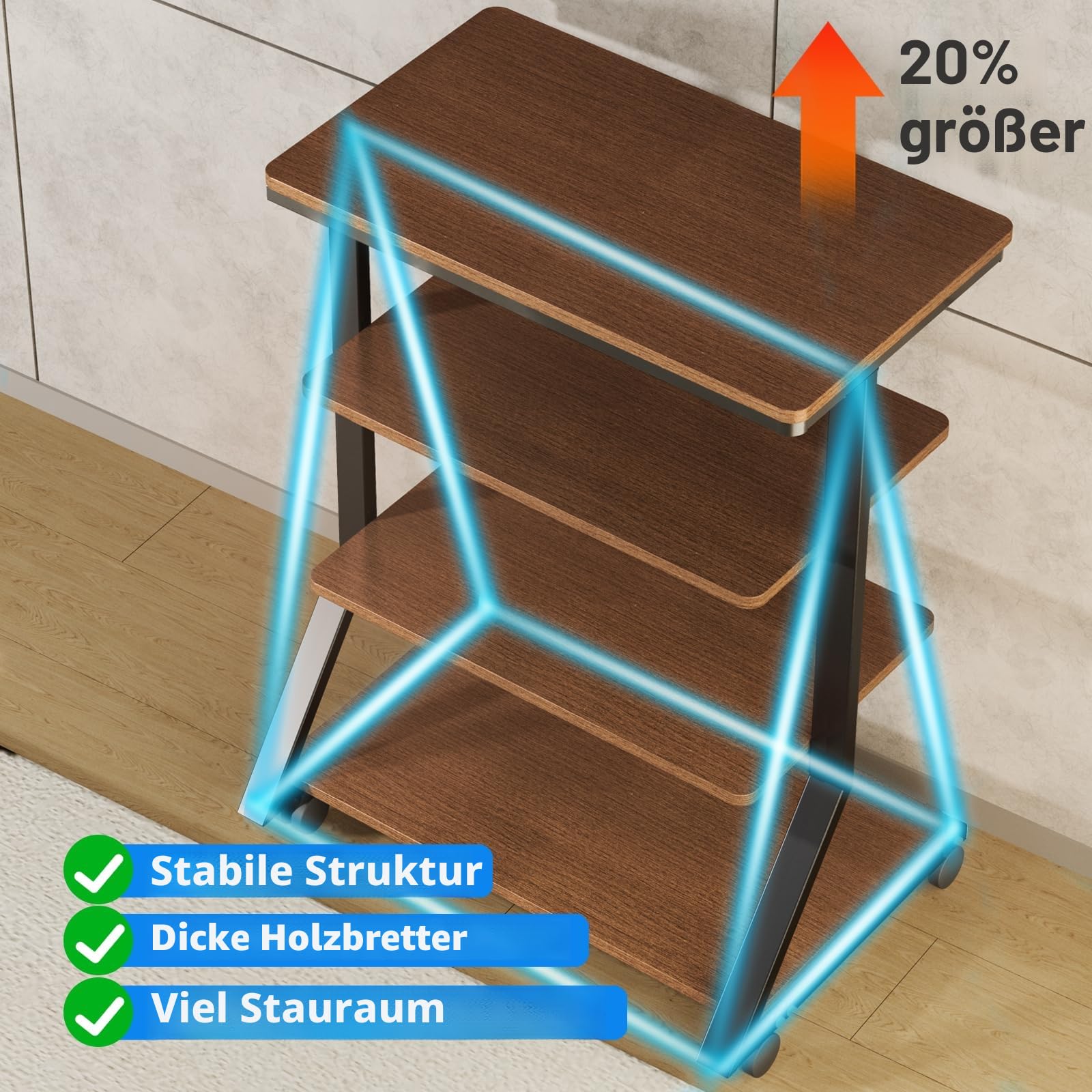 5Rcom 4-stufiger HiFi Rack höhenverstellbar, Tragfähigkeit, 54 kg