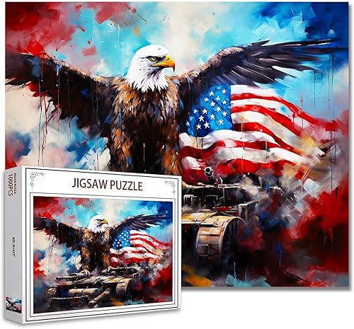 Miniatura 23 de Rompecabezas vintage de la bandera estadounidense de 1000 piezas para adultos, rompecabezas de Cruz cristiana de Estados Unidos para desafiantes