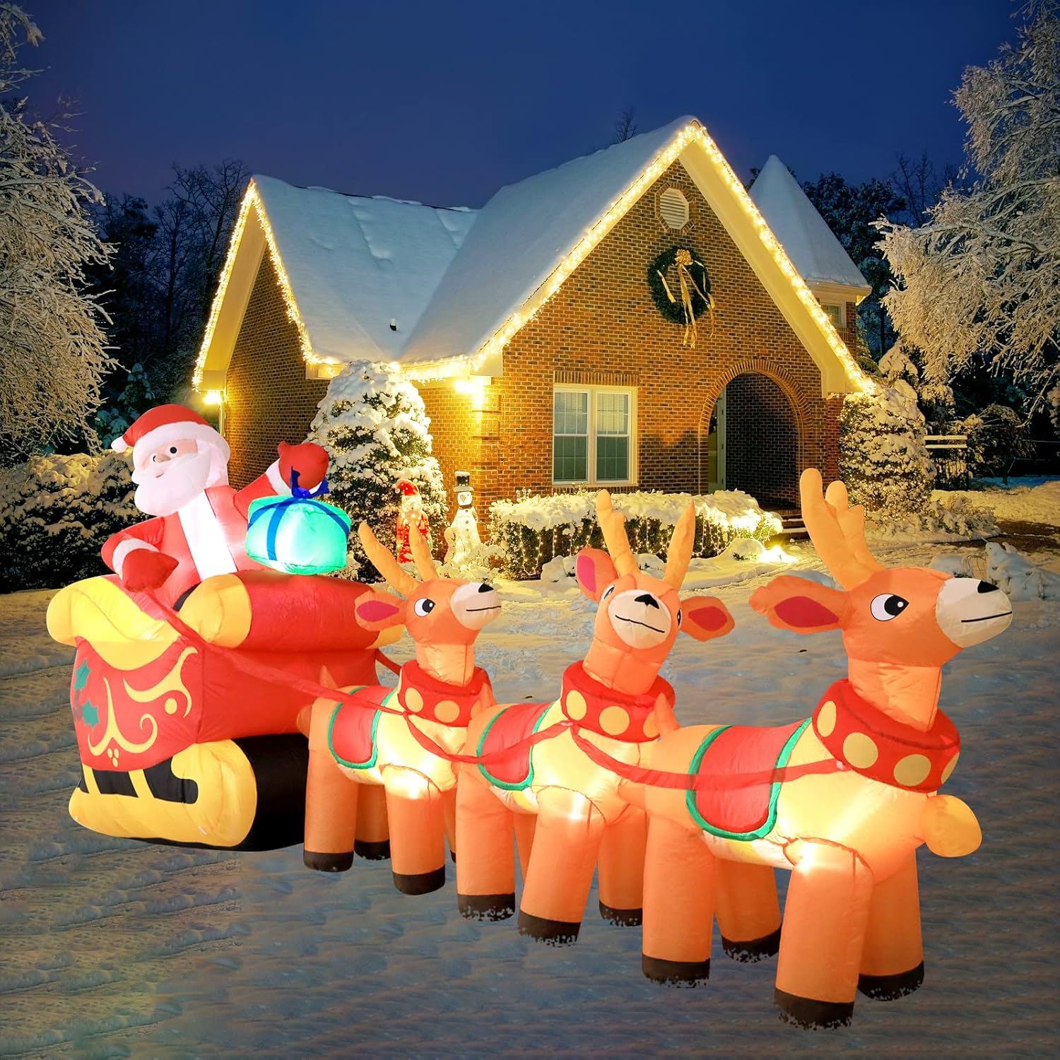 𝟮𝟬𝟮𝟮 𝙉𝙚𝙬 9.8 Ft Christmas Inflatable Decorations Santa Claus on Sleigh