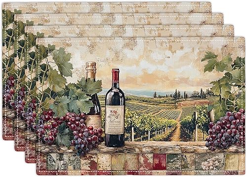 Miniatura 50 de Juego de 6 manteles individuales de flores amarillas de granja, manteles individuales rústicos florales, manteles individuales de primavera lavables