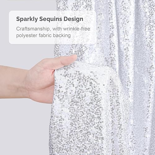 Miniatura 2 de Cubierta de fondo redonda de lentejuelas plateadas de 7.2 pies con purpurina redonda para arco de fondo de fotos para fiesta de cumpleaños, baby