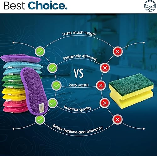 Miniatura 5 de Paquete de 10 esponjas de cocina - Platos lavables y reutilizables de goma esponja - 6 X 3 pulgadas - Multicolor