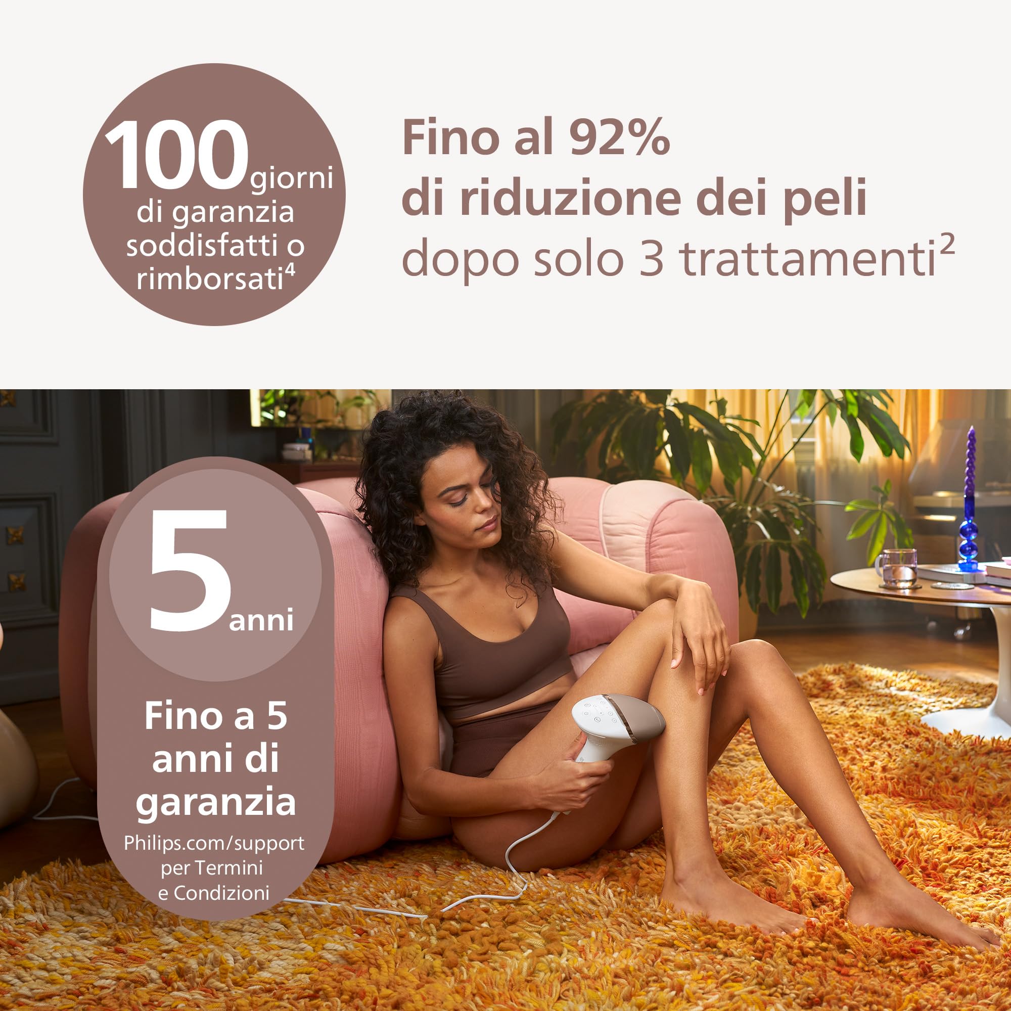 Philips Lumea serie 8000, dispositivo di depilazione IPL, alternativa alla depilazione laser, tecnologia SenseIQ, 4 accessori per corpo, viso, zona bikini e ascelle, modello BRI948/00