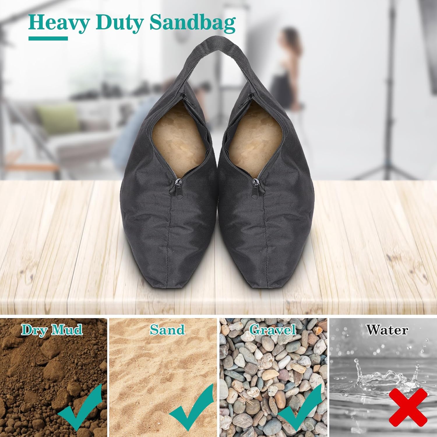 150 LBS Set of 4 Heavy Duty Sandbag Weights, Extra Large Canopy Weights Sand Bags for Photography Light Stands, Pop Up Tent, Backdrop Supports, Tripods & Outdoor Equipment, Patio Umbrella