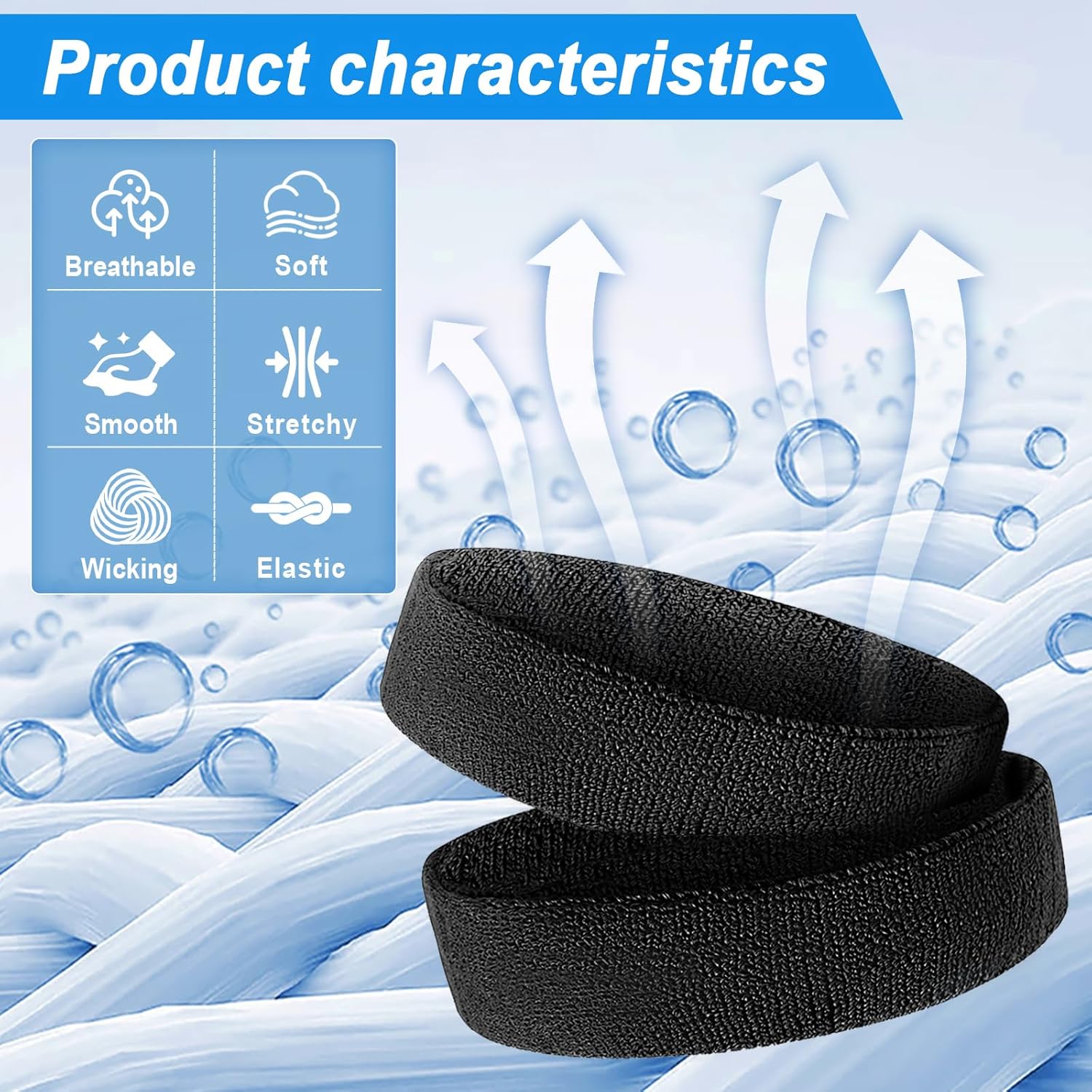 Sweatbands Sport Sweat Band for Men & Women, Moisture Wicking Terry Cloth Cotton Headband for Athletic Exercise, Tennis, Running, Basketball, Working Out, Fitness, Yoga - Image 6