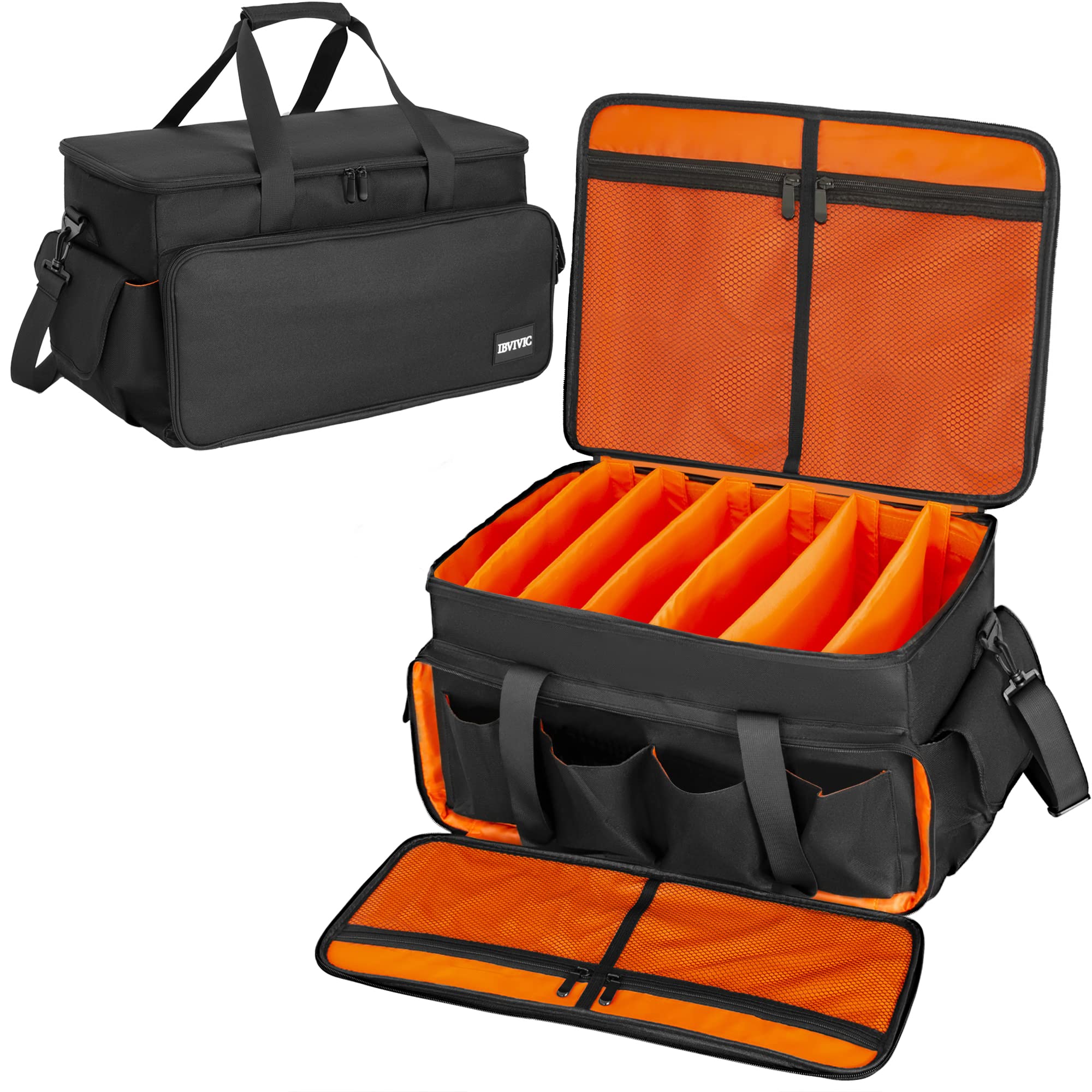 OUUTMEE Borsa per DJ, borsa portacavi, per attrezzatura musicale, 50 x 30 x 30 cm, fondo imbottito rimovibile e divisori, per attrezzatura DJ professionale, strumenti musicali e accessori