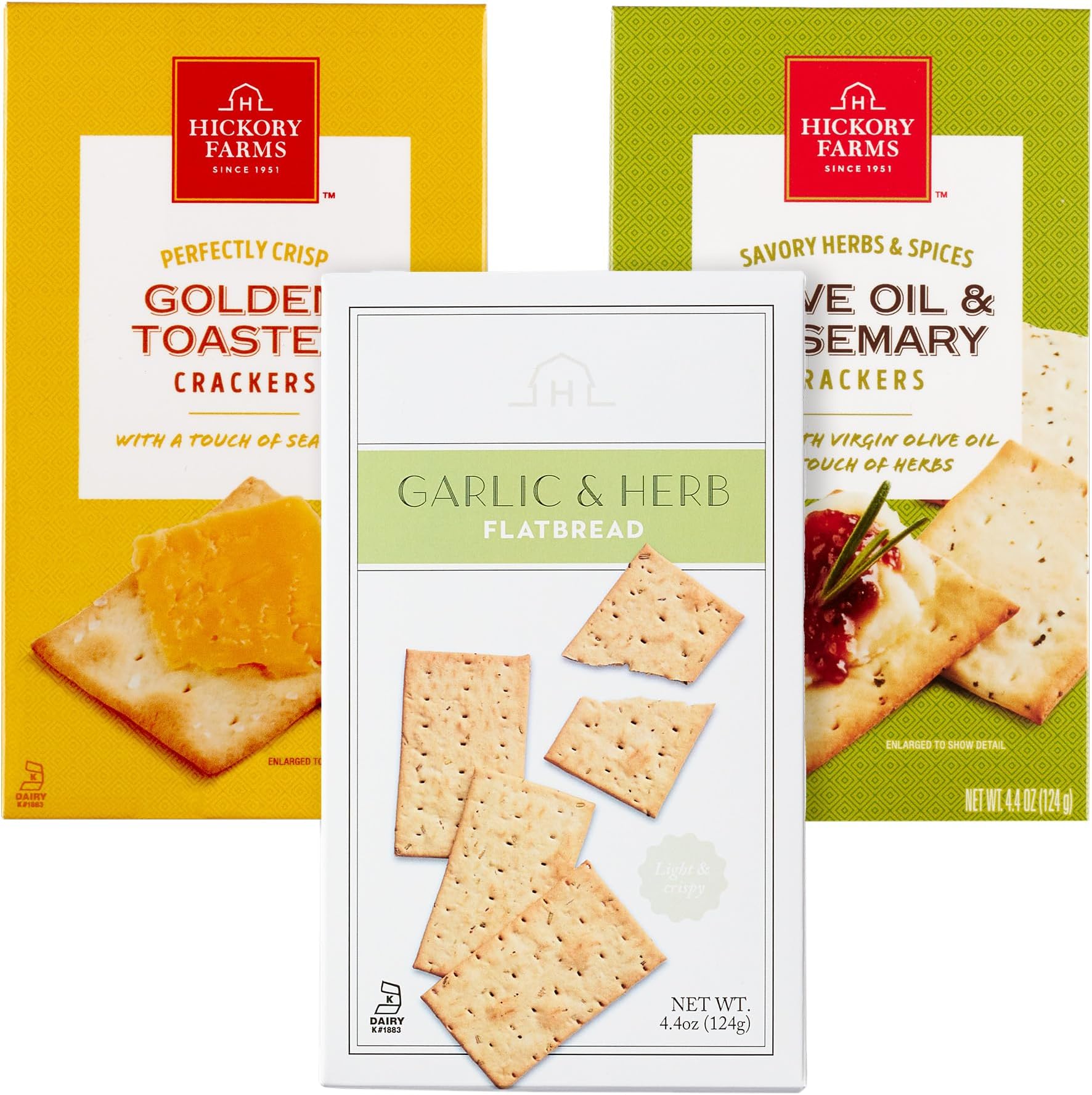 Hickory Farms Gourmet Cracker Variety - 3 Pack | Charcuterie Board | Artisan | Golden Toasted, Olive Oil and Rosemary