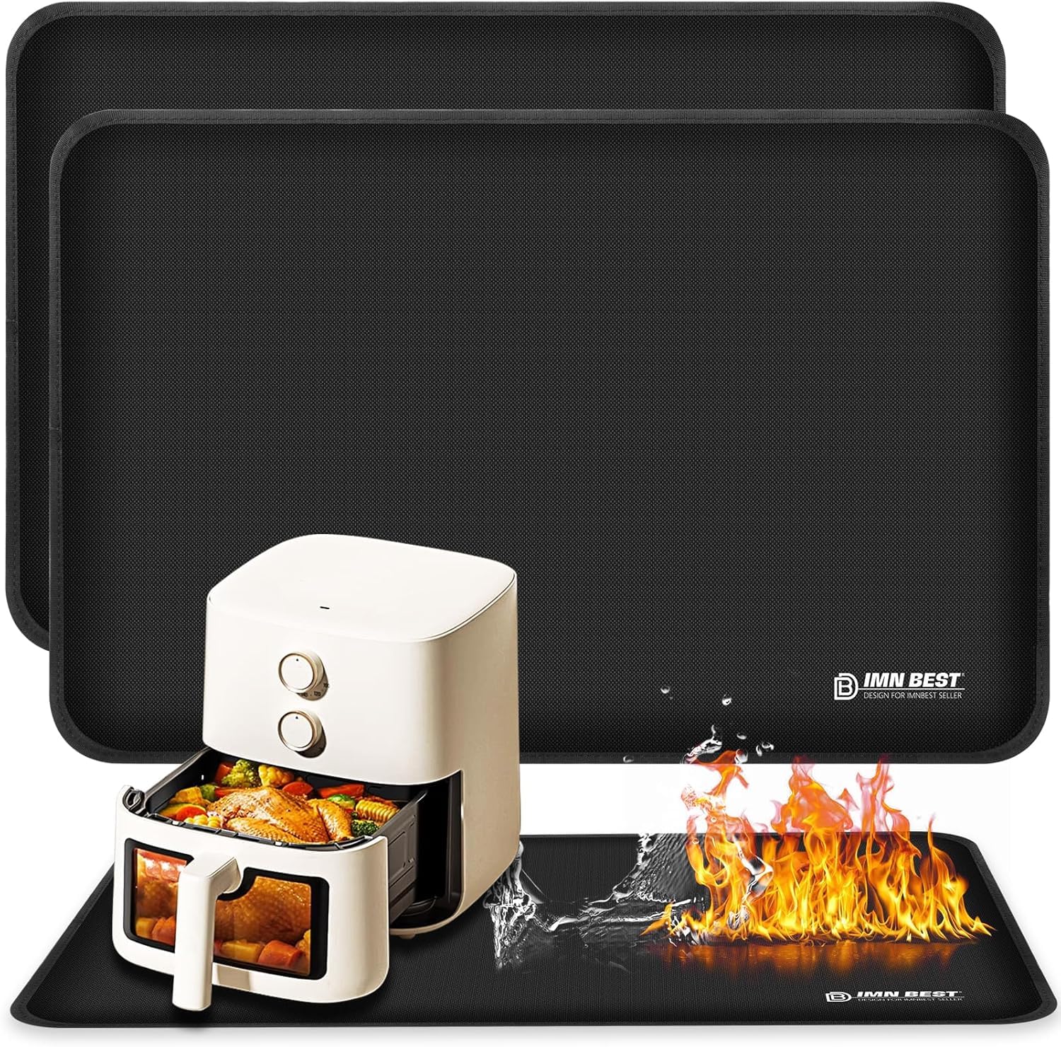Heat Resistant Mat for Air Fryer Site on, Fireproof Silicone Mats for Kitchen Counter, Countertop Protector, No-slip and Waterproof