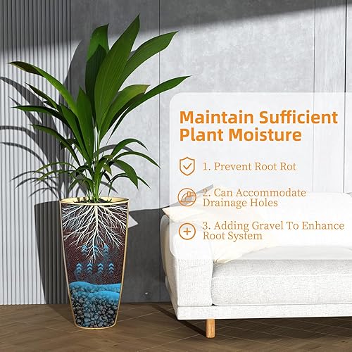 Miniatura 6 de QCQHDU Macetas de 21 pulgadas de alto para plantas de exterior e interior, paquete de 2 macetas resistentes para plantas de árbol para porche