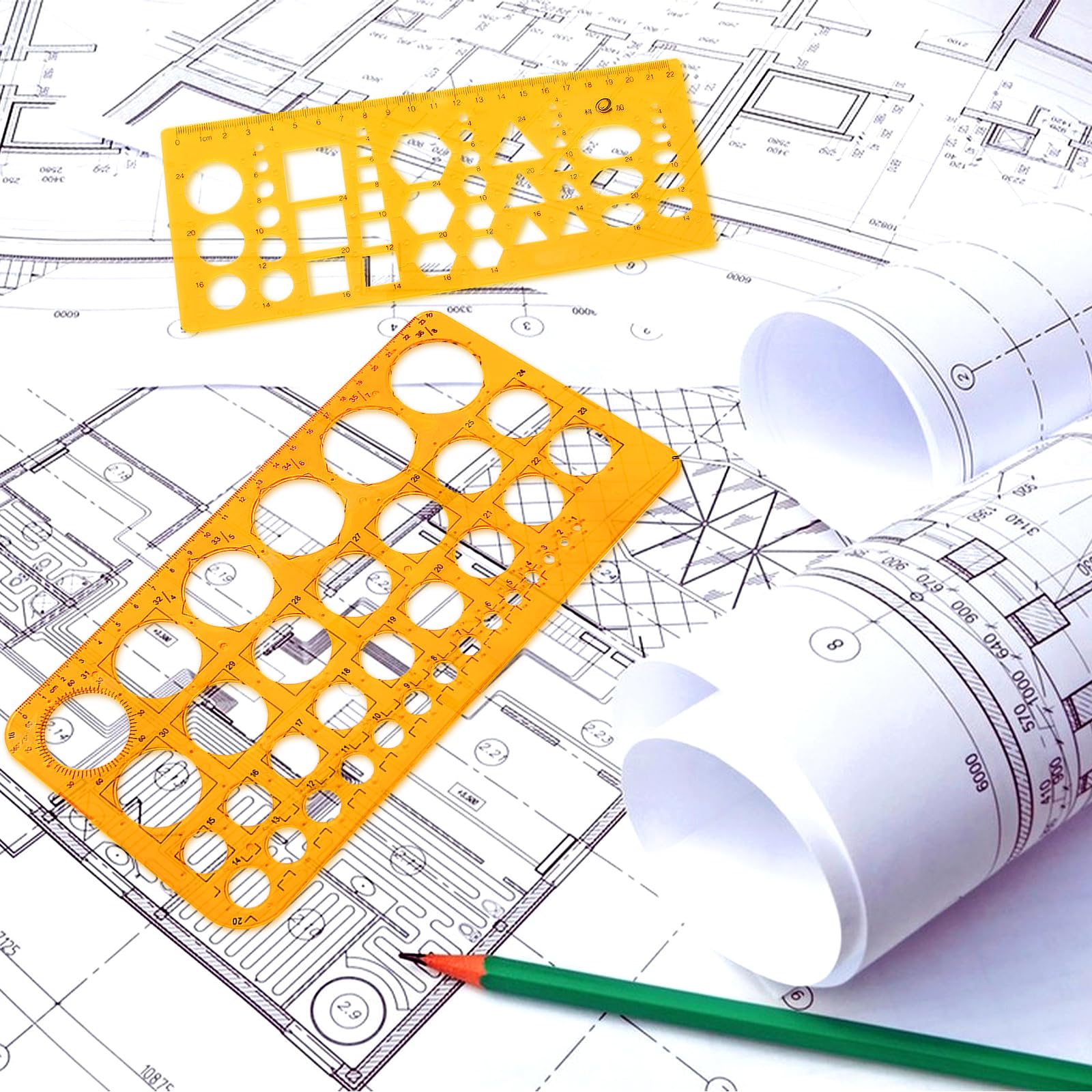Modelli di Misura in Plastica, 6 Pezzi Disegno Righelli, Cerchio Modelli di Geometrico, Modelli di Disegno Tecnico, Strumento di Stampo Disegno, Stencil Geometrico per Disegno Scuola Ufficio