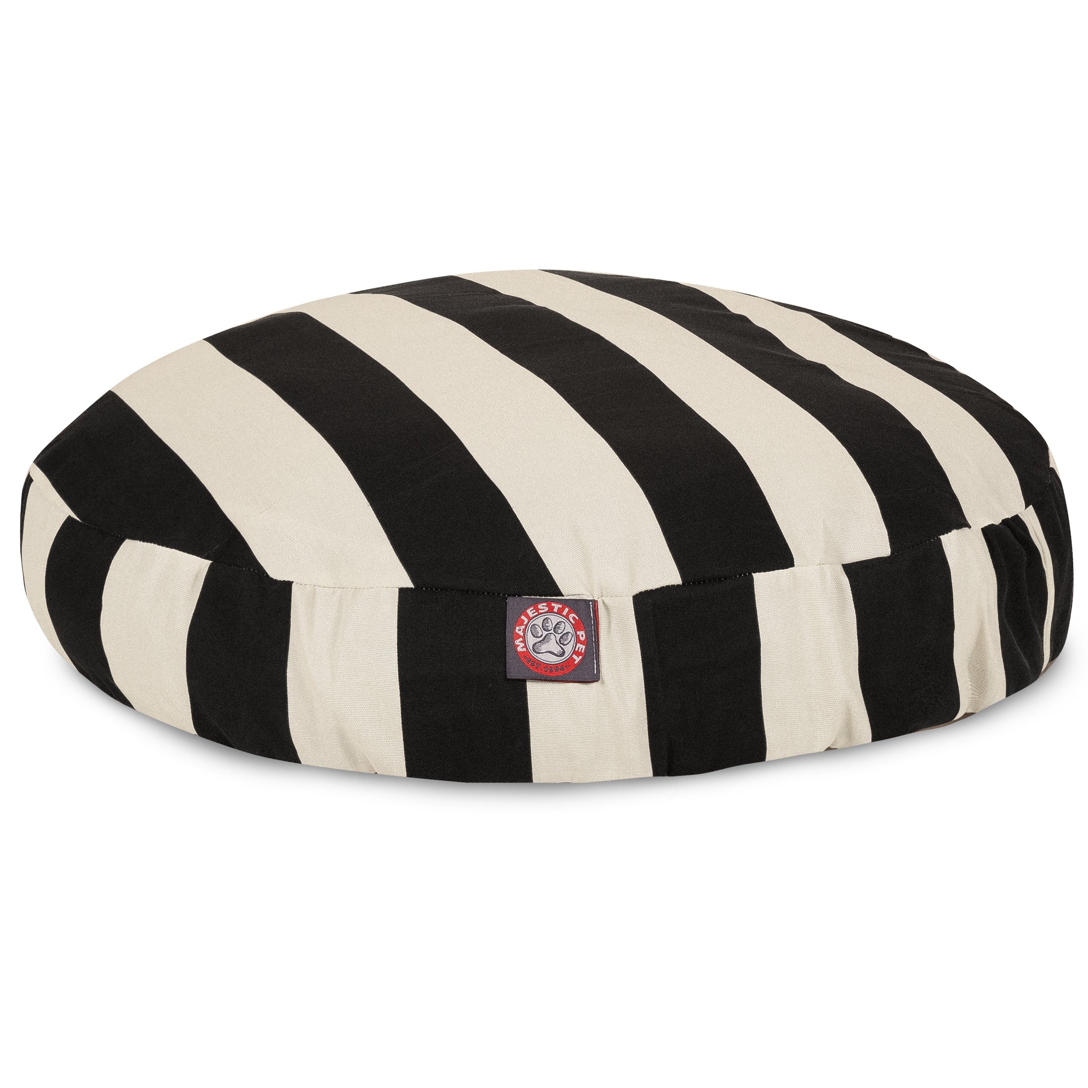 Negro Vertical Rayas Gran Redondo al Aire Libre de Interior Mascota Perro Cama con Funda Lavable de Majestic Mascota Productos