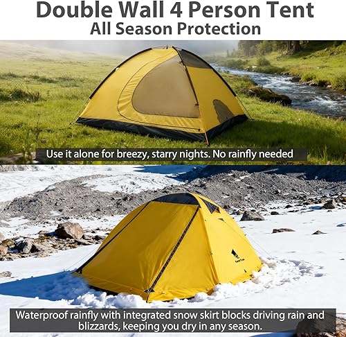 Miniatura 3 de GEERTOP Tienda de campaña para 4 personas y 4 estaciones para camping, impermeable, doble capa, fácil de instalar, tienda familiar para camping,