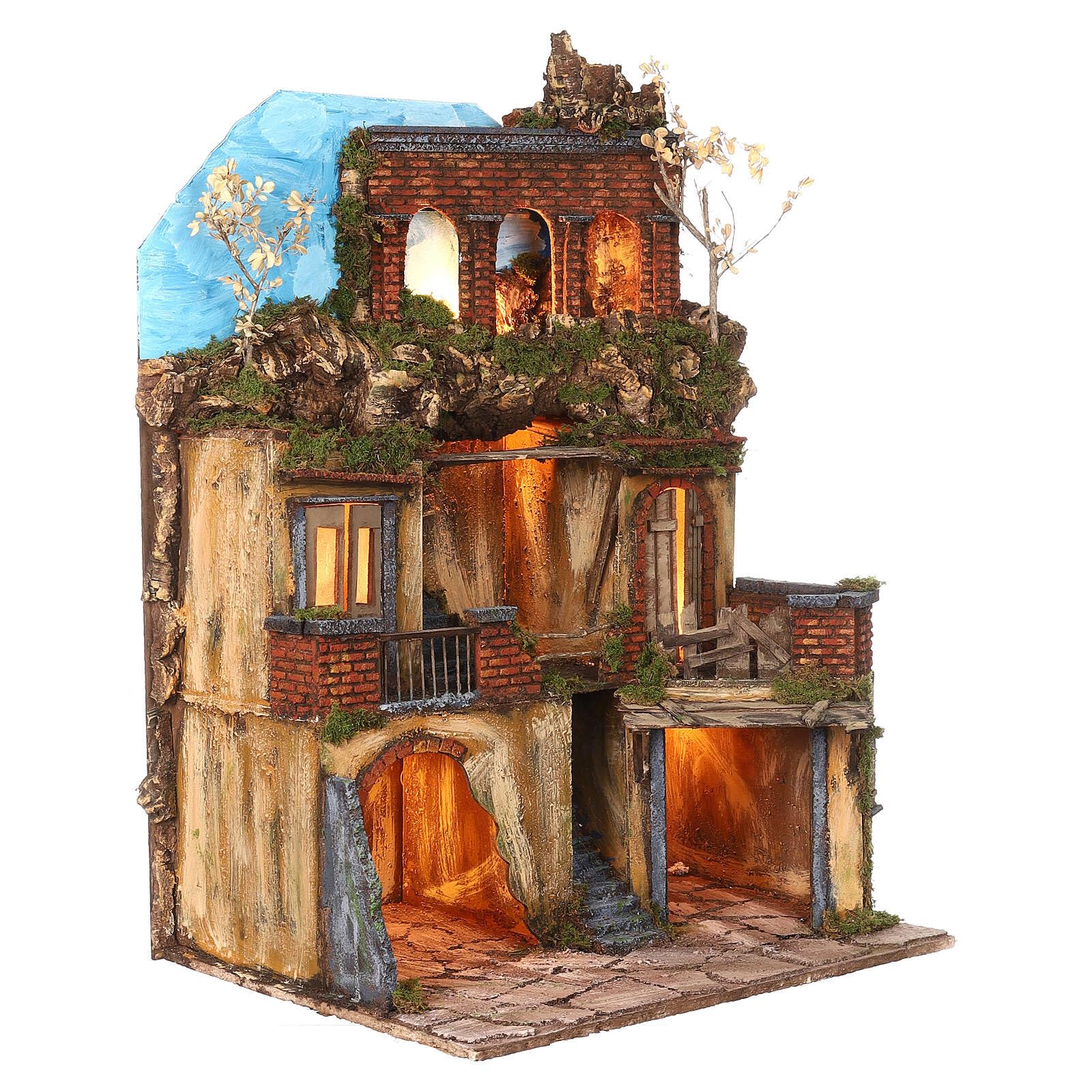 Holyart Presepe Napoletano: Paesaggio presepe napoletano 10-12 cm con cielo 75x50x40 cm