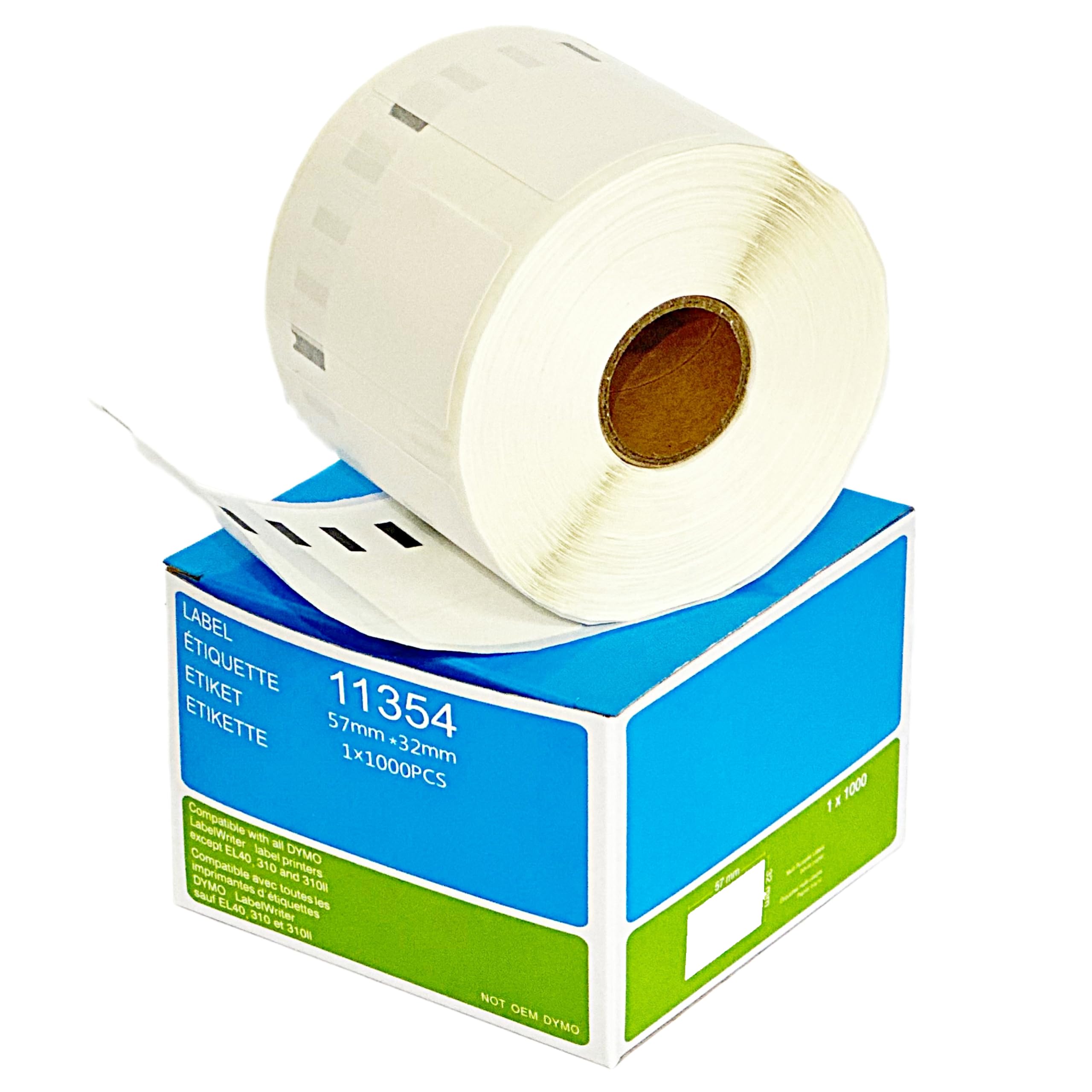 Eurotone 11354 - 100 rotoli di etichette compatibili con stampanti Dymo LabelWriter & Seiko (57 mm x 32 mm) (fino a 1000 pezzi)