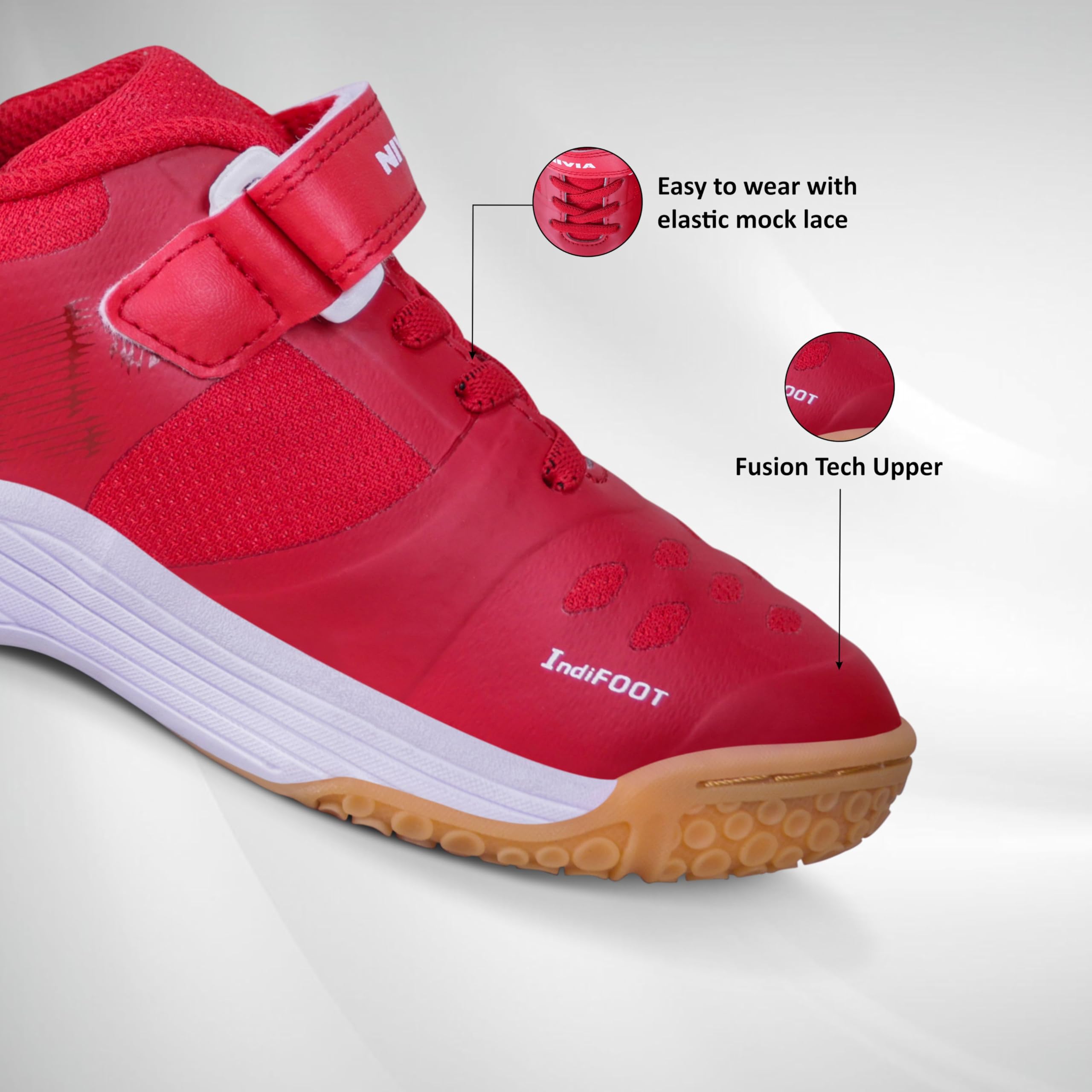 Nivia HY-Court 2.1 Kids Badminton Shoes | Ideal for Badminton and Active Sports | Fueling Young Athletes with Comfort and Excitement | Court Shoes (Red) Size-Uk12 2