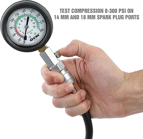 Miniatura 4 de OEMTOOLS 37138 Juego de medidor probador de compresión, probador de compresión automotriz, probador de compresión de motor con manguera flexible,