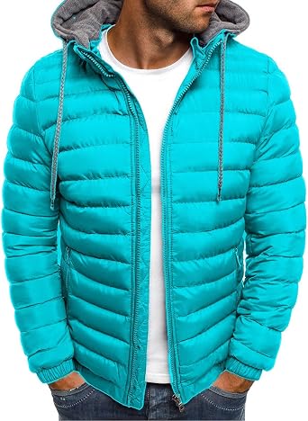 Uillui Lightweight Hooded Puffer Jacket Mens Packable Outdoor Water-Resistant Snow Ski Jacket Winter Warm Quilted Down Coat