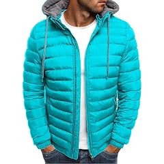 Mens Hooded Winter Coat Lightweight Packable Puffer Jacket Warm Full Zip Down Coat Snow Ski Jacket for Cold