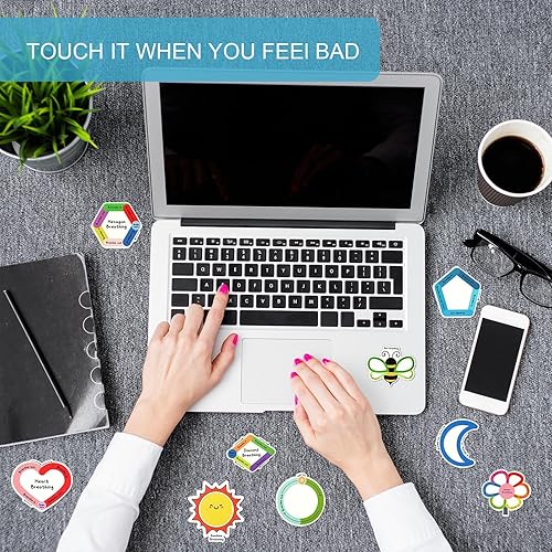 Vista 4 de Crtiin 100 tiras sensoriales para ansiedad, calma, atención plena, calcomanías sensoriales para ansiedad, estrés, respiración, diferentes texturas