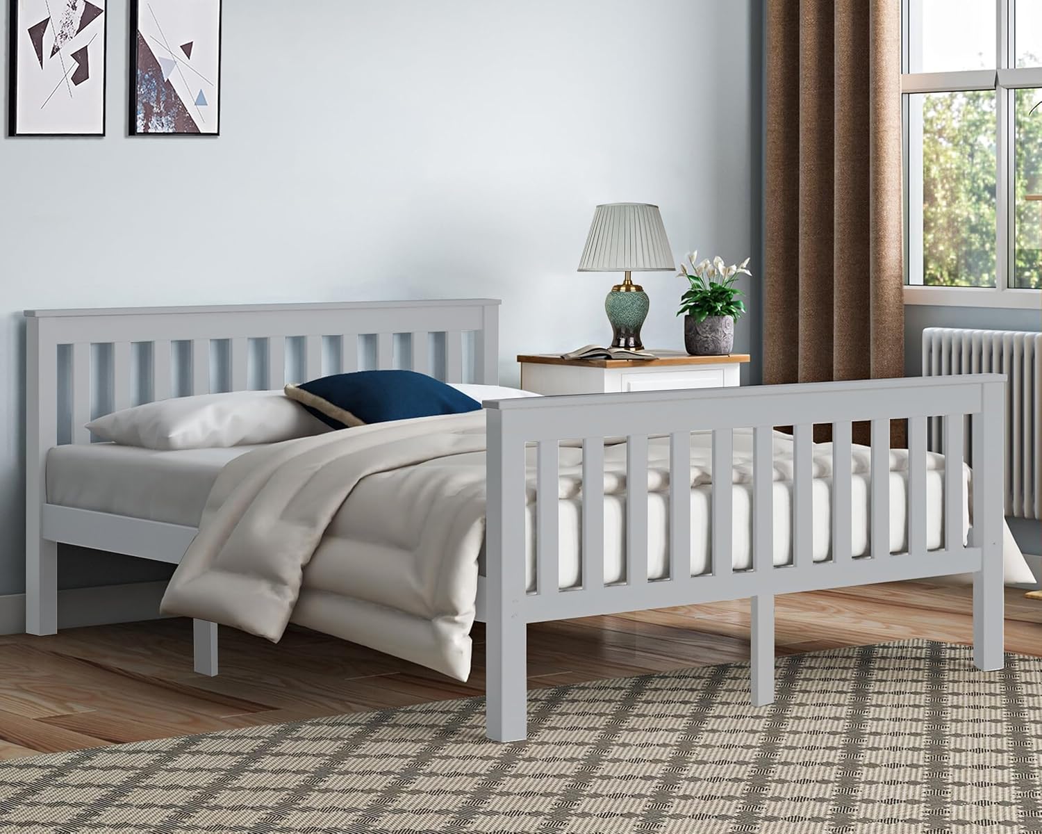 Double Bed And Mattress Included, 4ft6 Double Bed Frames, Wooden Solid