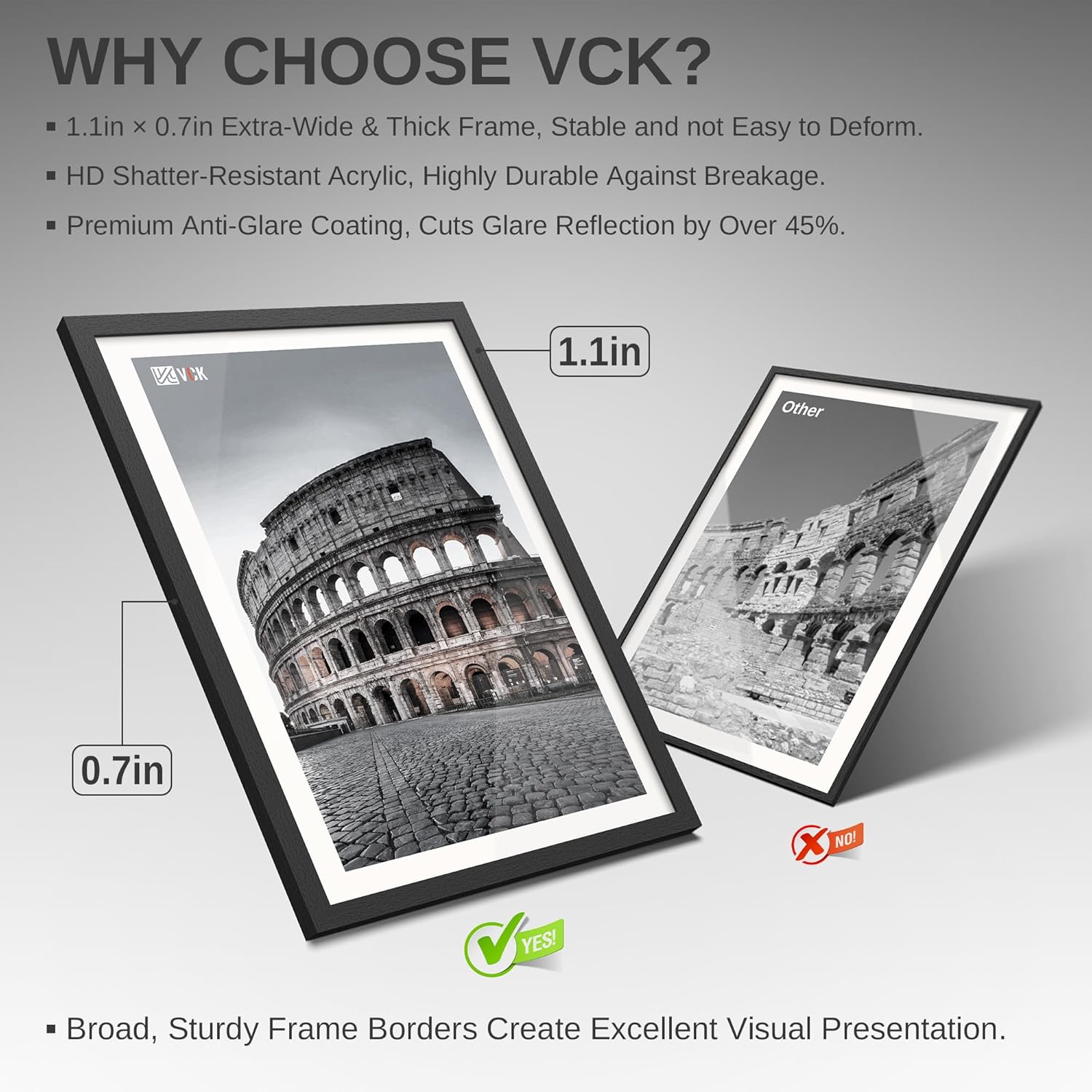 VCK 16x20 Poster Frame in Black with Polished Plexiglass Set of 5 Horizontal and Vertical Formats with Included Hanging Hardware
