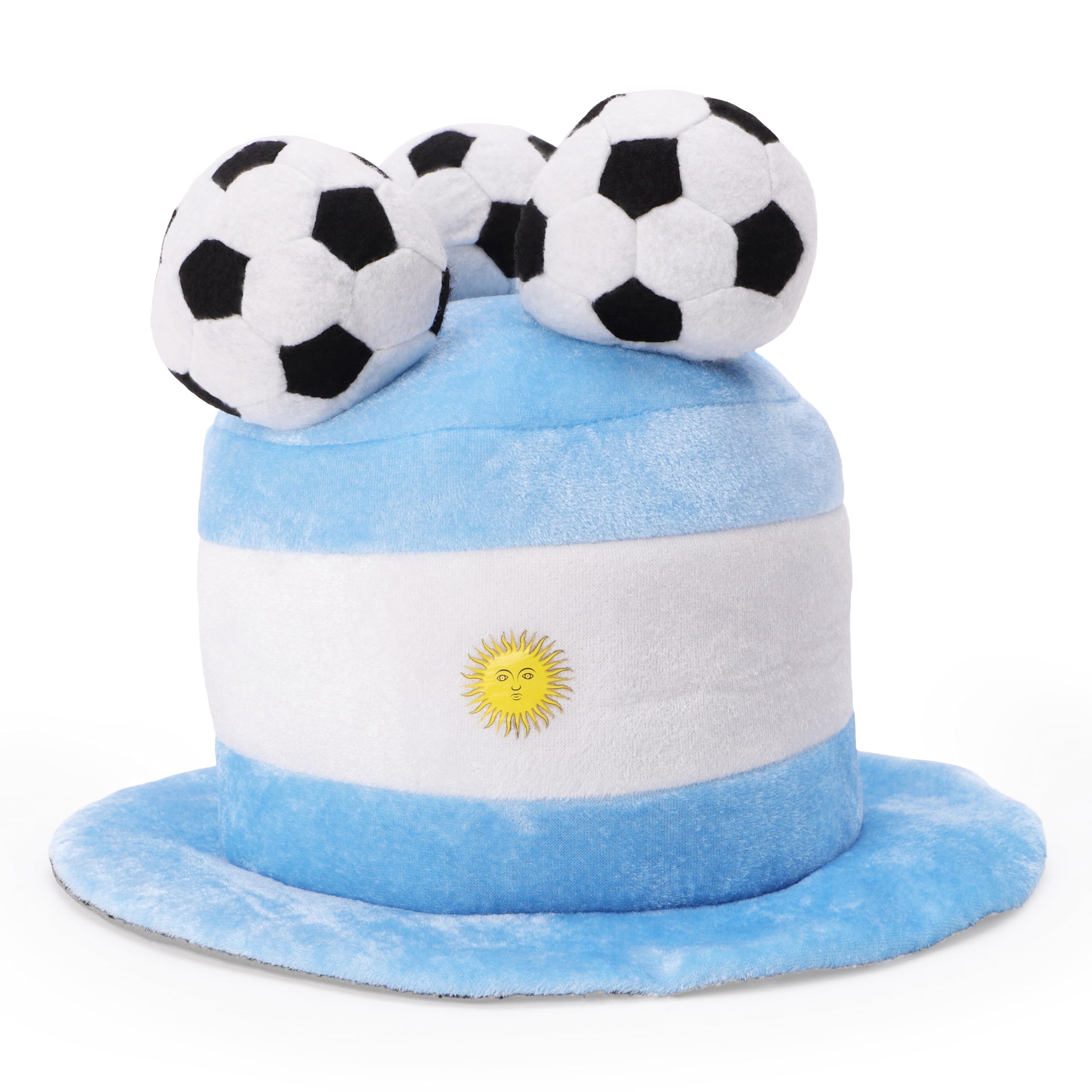 Toyland® Argentina Flag Football Fan Top Hat with 3D Footballs - World Cup & European Championships Party Costume - 10 Countries to Choose