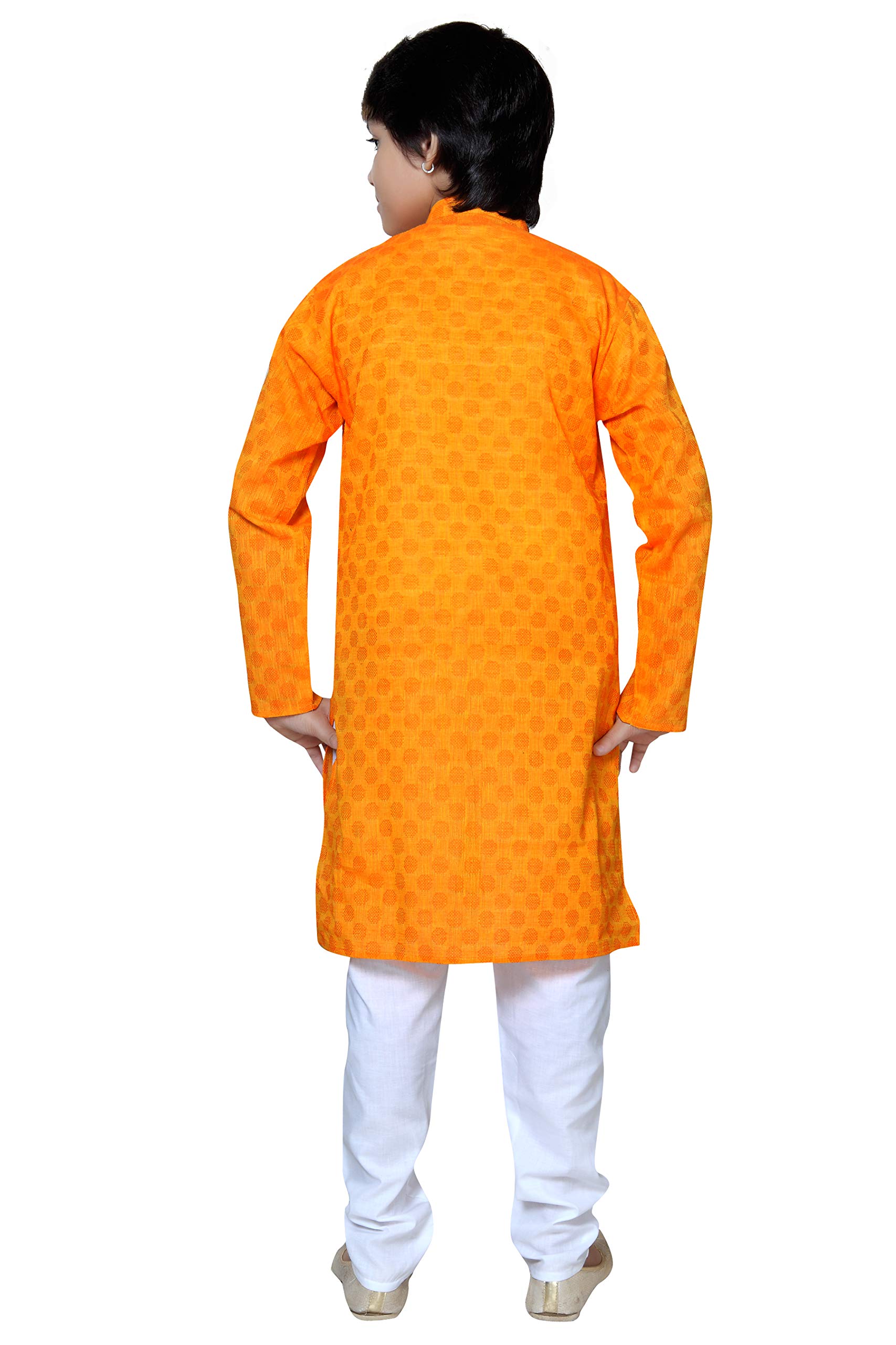 BABA AND BABY boys traditional ethnic wear cotton handloom dobby yellow colour kurta pajama set (Yellow650, 15-16 Years) 1