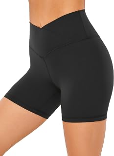 Womens Butterluxe Crossover Biker Shorts 3'' / 5'' - Criss Cross High Waisted Workout Yoga Shorts Buttery Soft
