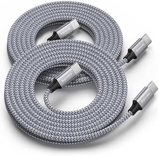 Baiwwa USB C to USB C Cable (3M 2-Pack), USB Type C Charging PD 60W Fast Charger Braided Lead Compatible with Samsung Galaxy S20 S21 S10 Note 20 Plus Ultra fe A71 A70 and Other USB C Charger