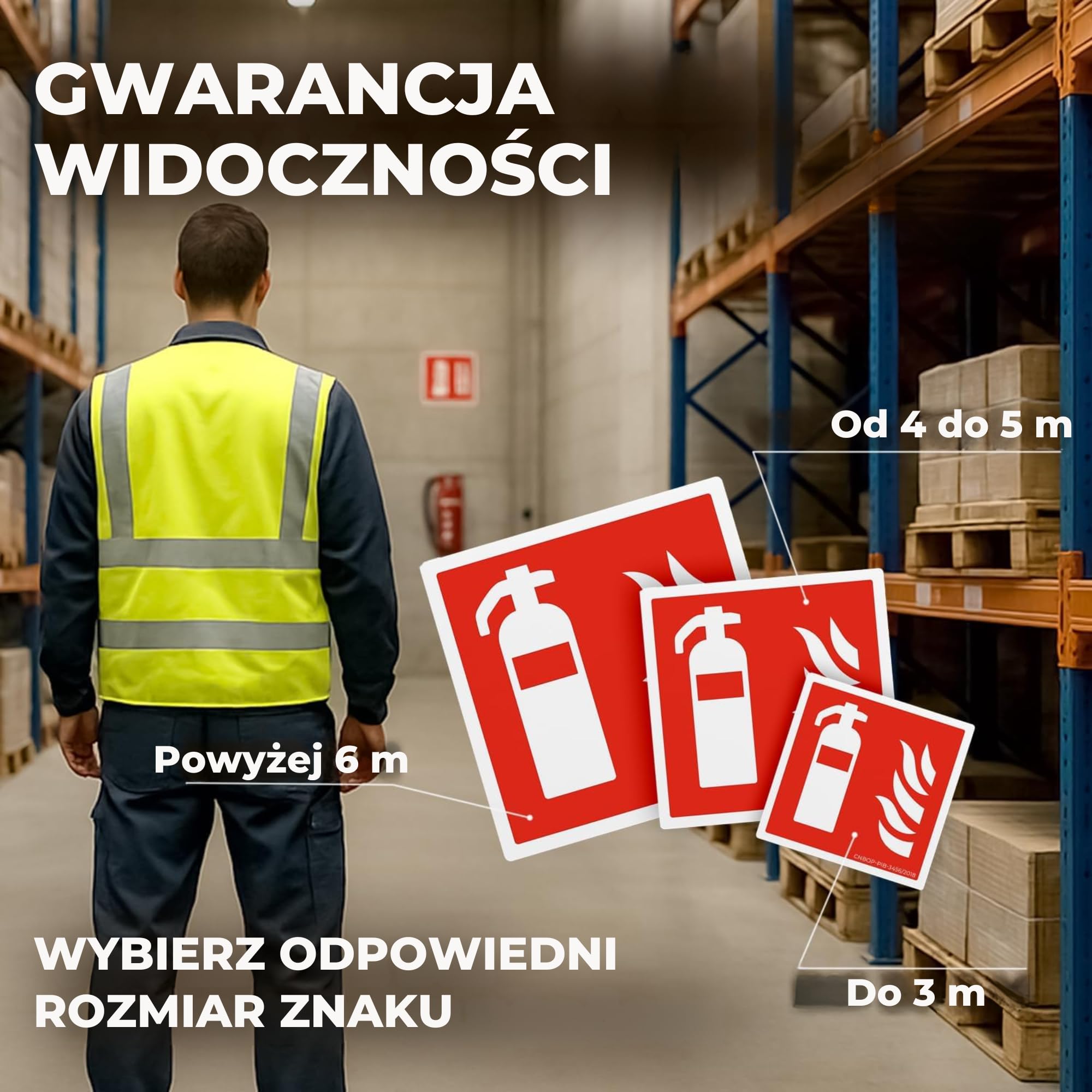 Naklejka „Gaśnica” z PVC [10 × 10 cm] | Samoprzylepna, zgodna z normą DIN EN ISO 7010 | Piktogram przeciwpożarowy | Do wnętrz i na zewnątrz | Odporna na warunki atmosferyczne