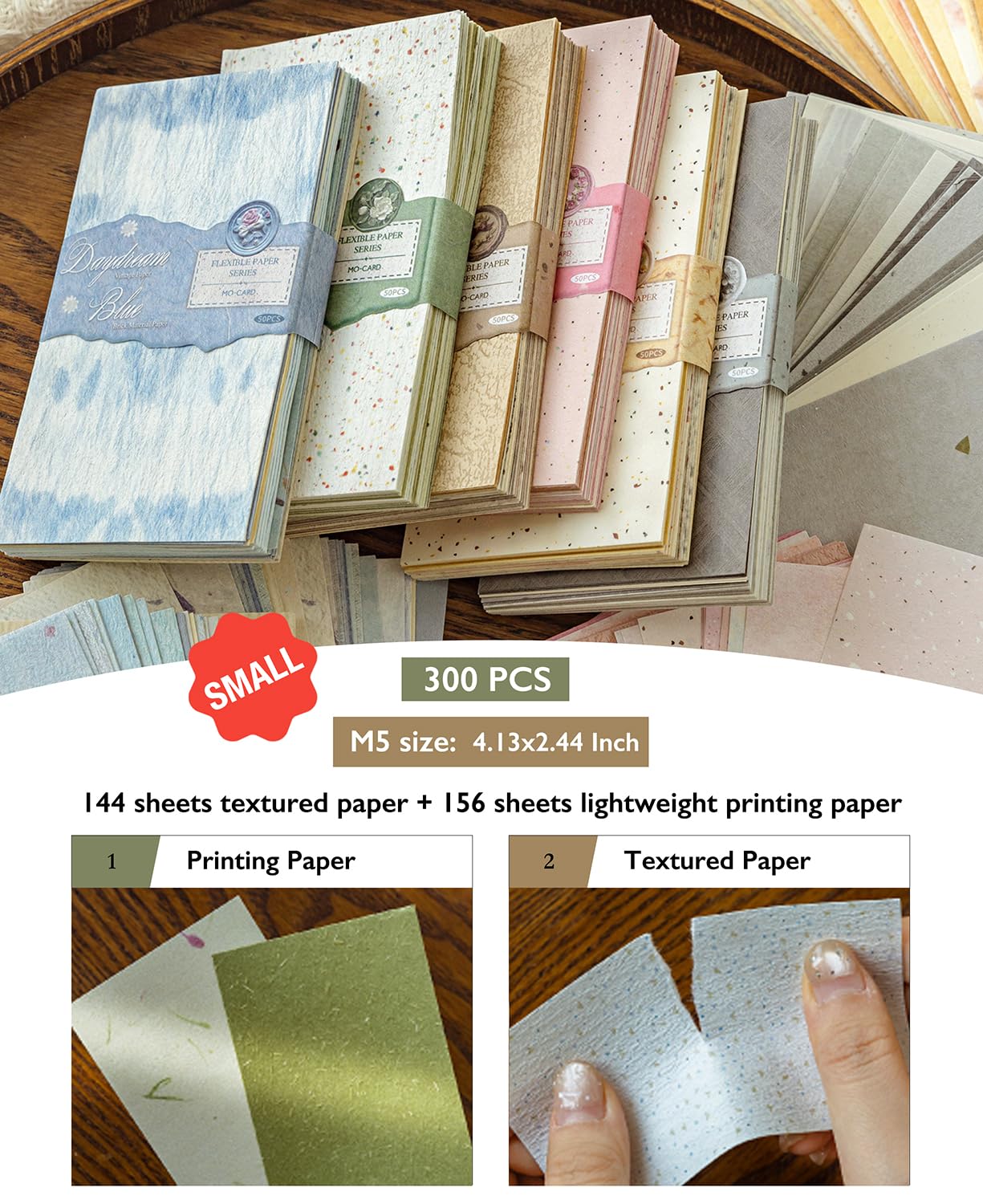 300 szt. papieru do scrapbookingu, teksturowane i drukowane, różne zestawy, specjalne karty, papier, mieszany, do scrapbookingu, dziennika, dziennika, planera, kolaży, 10 x 6 cm, 300 szt