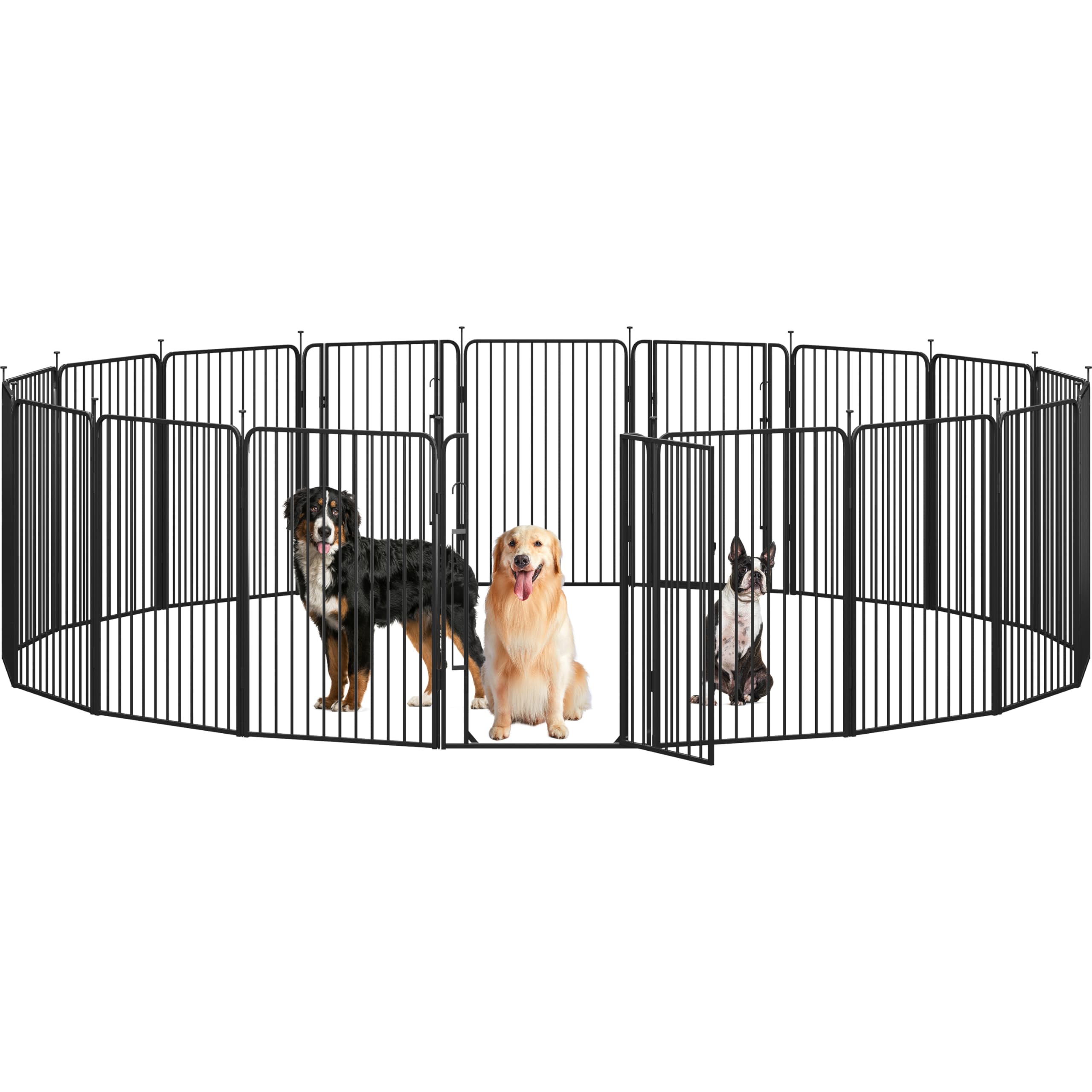 Yaheetech Recinto per Cani Gatti con Porta 18 Pannelli Altezza 100 cm Nero | Recinzione in Rete Metallica, Cuccioli Gatti Conigli Animali Domestici, Interno Esterno Giardino Casa, Salvaspazio