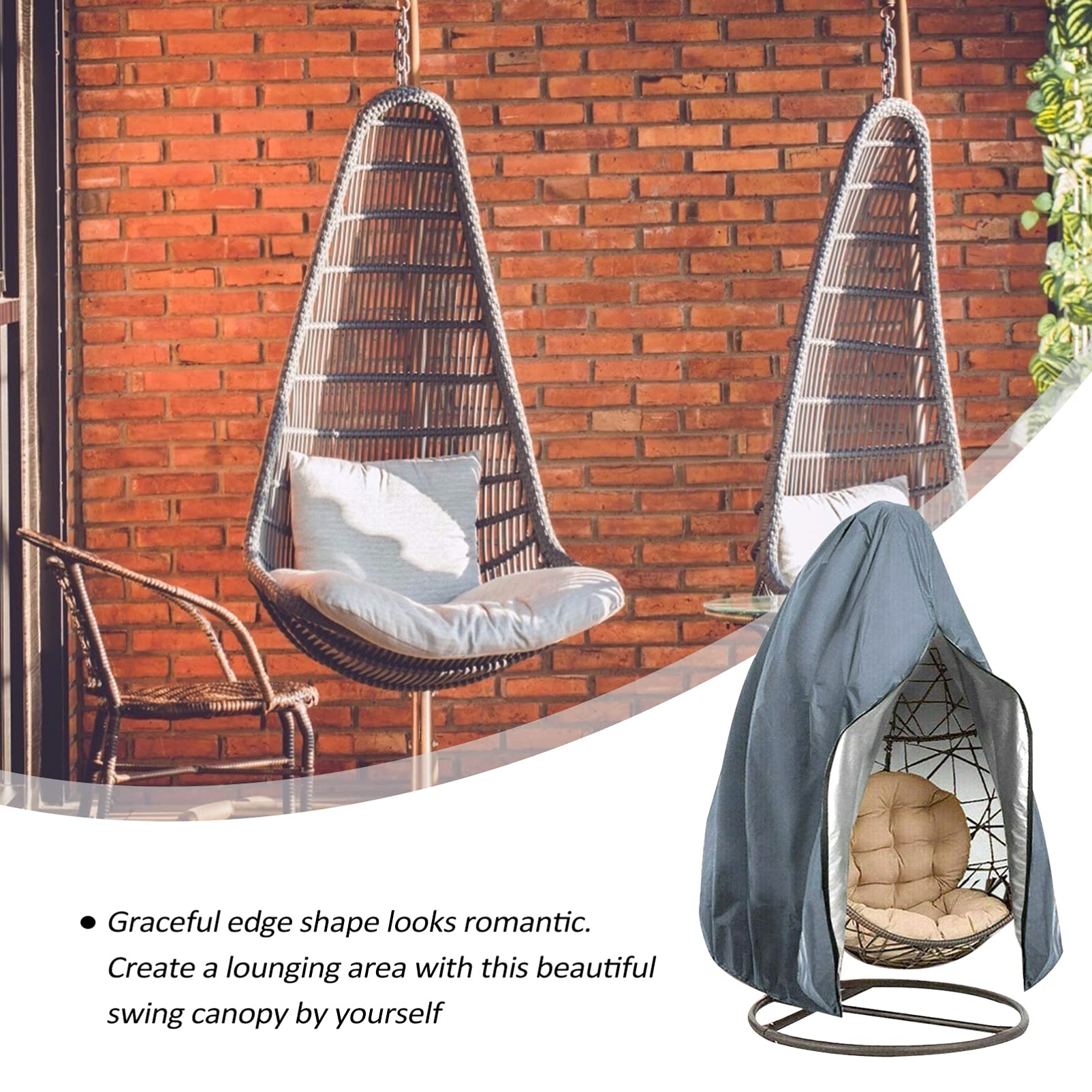 DOITOOL 1pc Swing Cover Swing Chair Cover Egg Chair Sun Cover Egg Hammock Cover Hanging Egg Chair Cover Chair Tent Waterproof Cover for Swing Outdoor 210d Oxford Cloth Polyester Bedspread