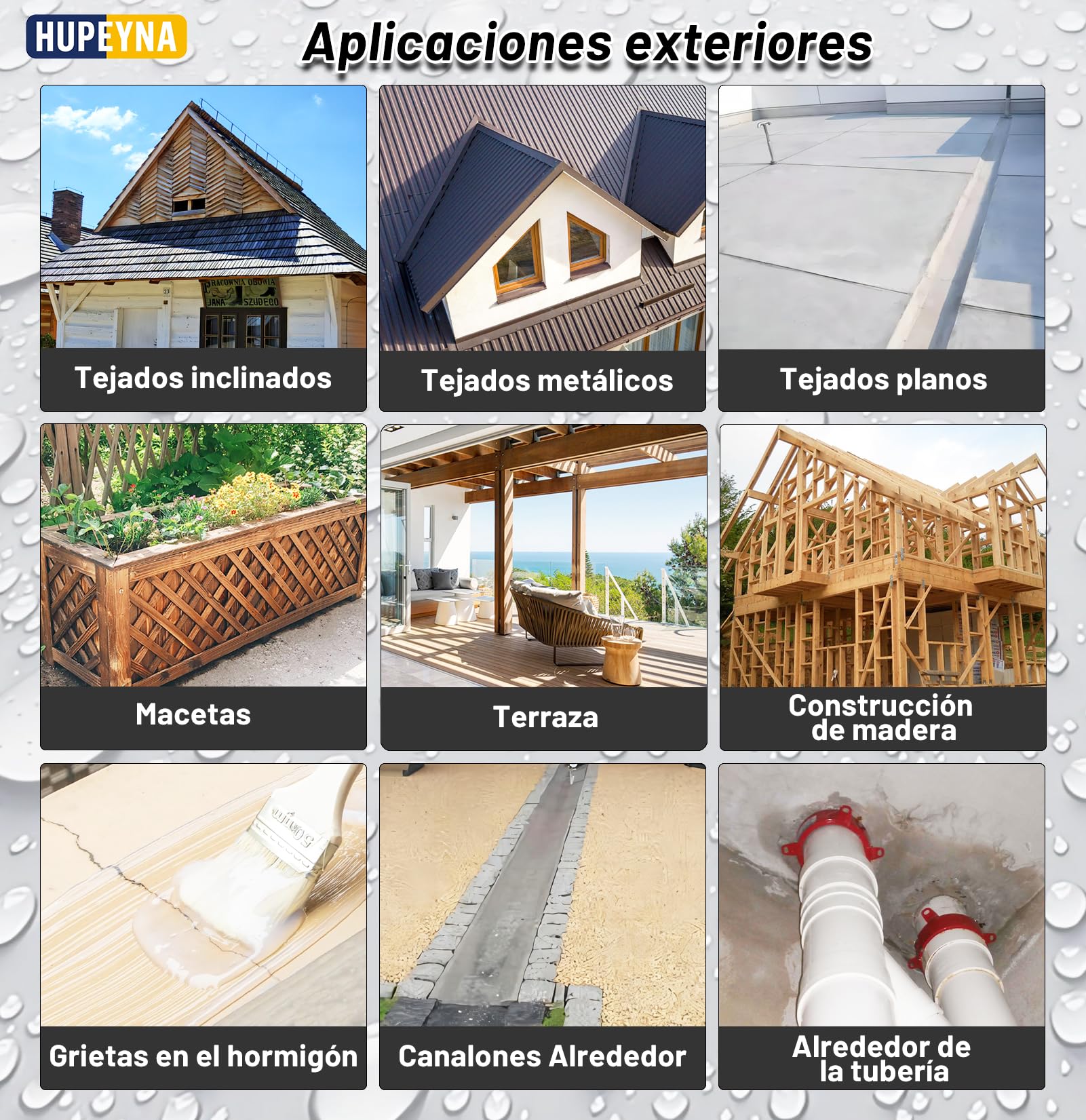 Hupeyna Impermeabilizante Transparente, Hidrofugante Invisible 5KG | Anti-Leakage Revestimiento Impermeable Base Agua para Interiores y Exteriores, Protección Total Hormigón Tejados Cocinas Baño