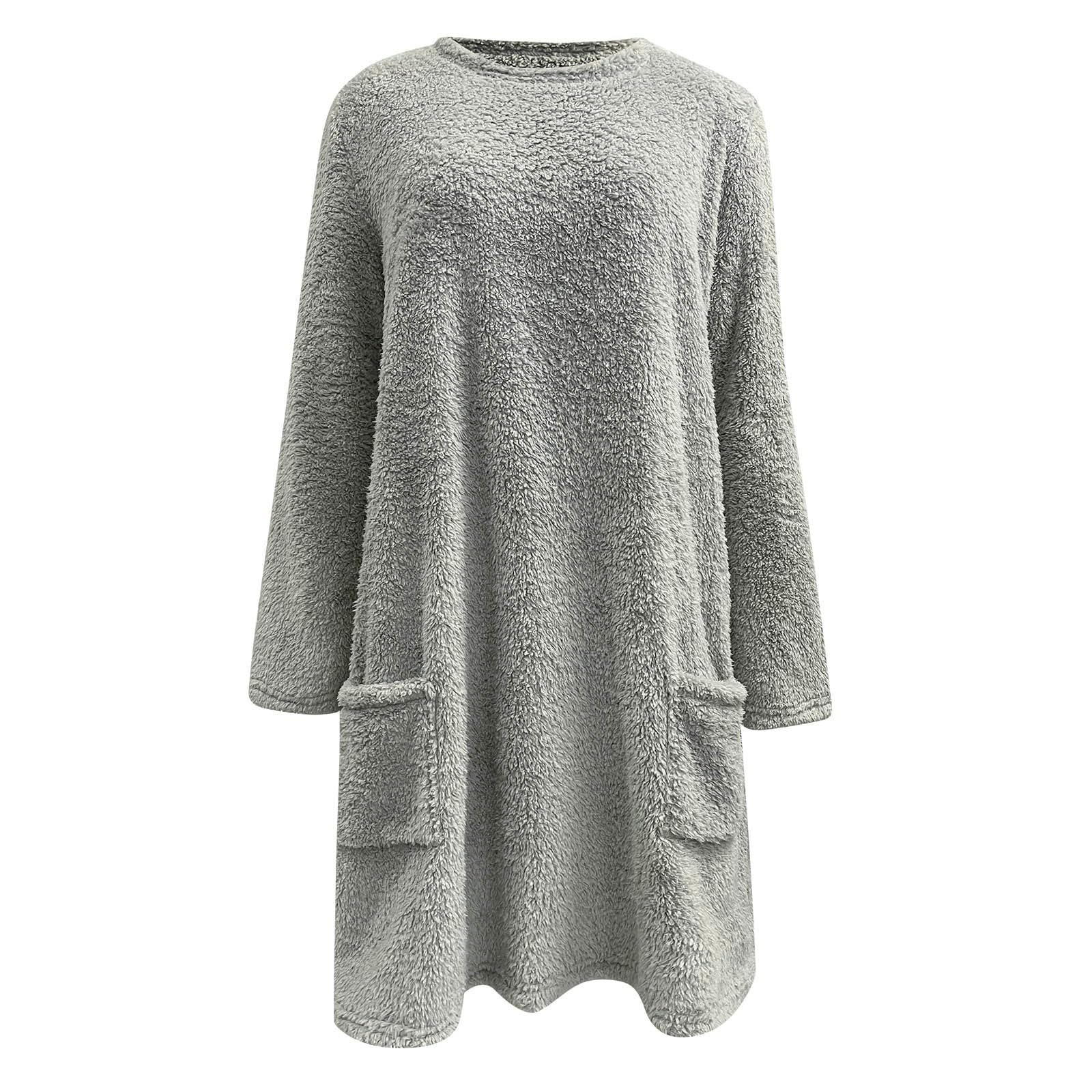 Sudadera De Mujer Casual Suéter Sin Capucha Top Largo De Manga Larga