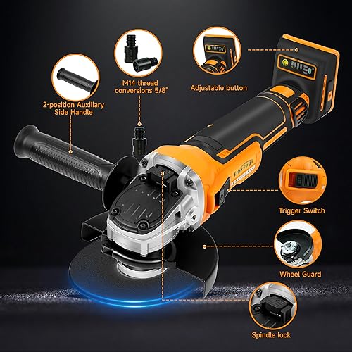 Miniatura 3 de Amoladora angular para batería DEWALT de 20 V (sin batería) Amoladora sin escobillas de cuchillas de 4-12 pulgadas, amoladora angular de 3