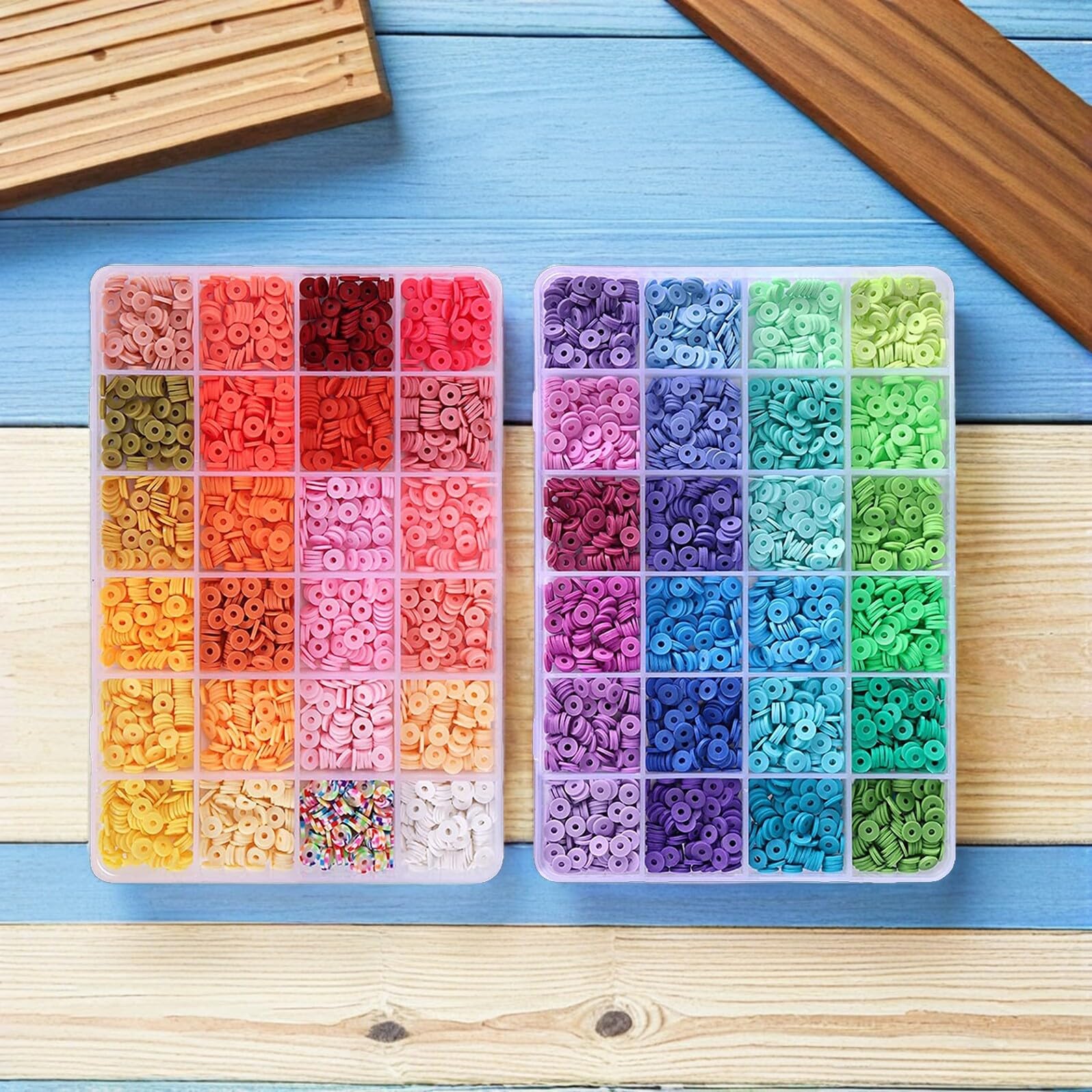 LALAFINA Kit fare Braccialetti Perline di Pasta Polimerica Colorata, Set Scatola Portaoggetti, per Gioielli Fai da Te e Attività Manuali Creative