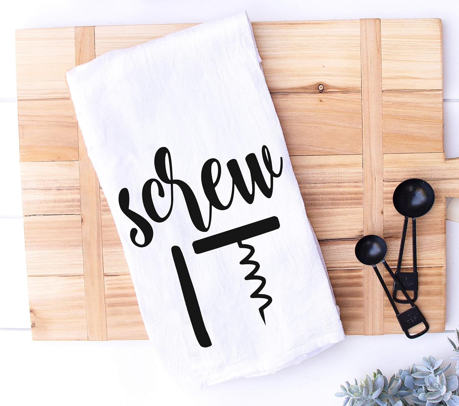 Handmade Funny Kitchen Towel Set - 100% Cotton Funny Hand Bar Towels for Wine Lovers - 28x28 Inch Perfect for Hostess Housewarming Christmas Mother’s Day Birthday Gift (Screw & My Workout)