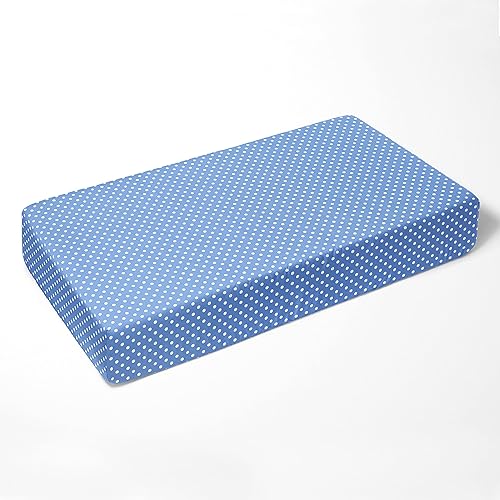 Miniatura 3 de Bacati - Sábana bajera ajustable universal para cuna de bebé o niño de 100 % algodón con lunares azules