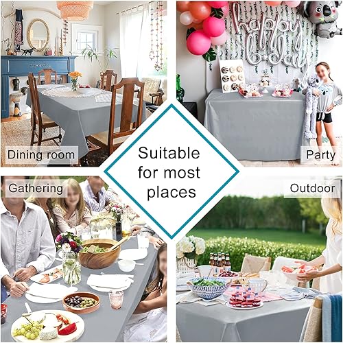 Miniatura 2 de Hiasan - Mantel de tela, rectangular, impermeable, a prueba de derrames y lavable para comedor, cocina, fiestas y exteriores, color gris plateado,