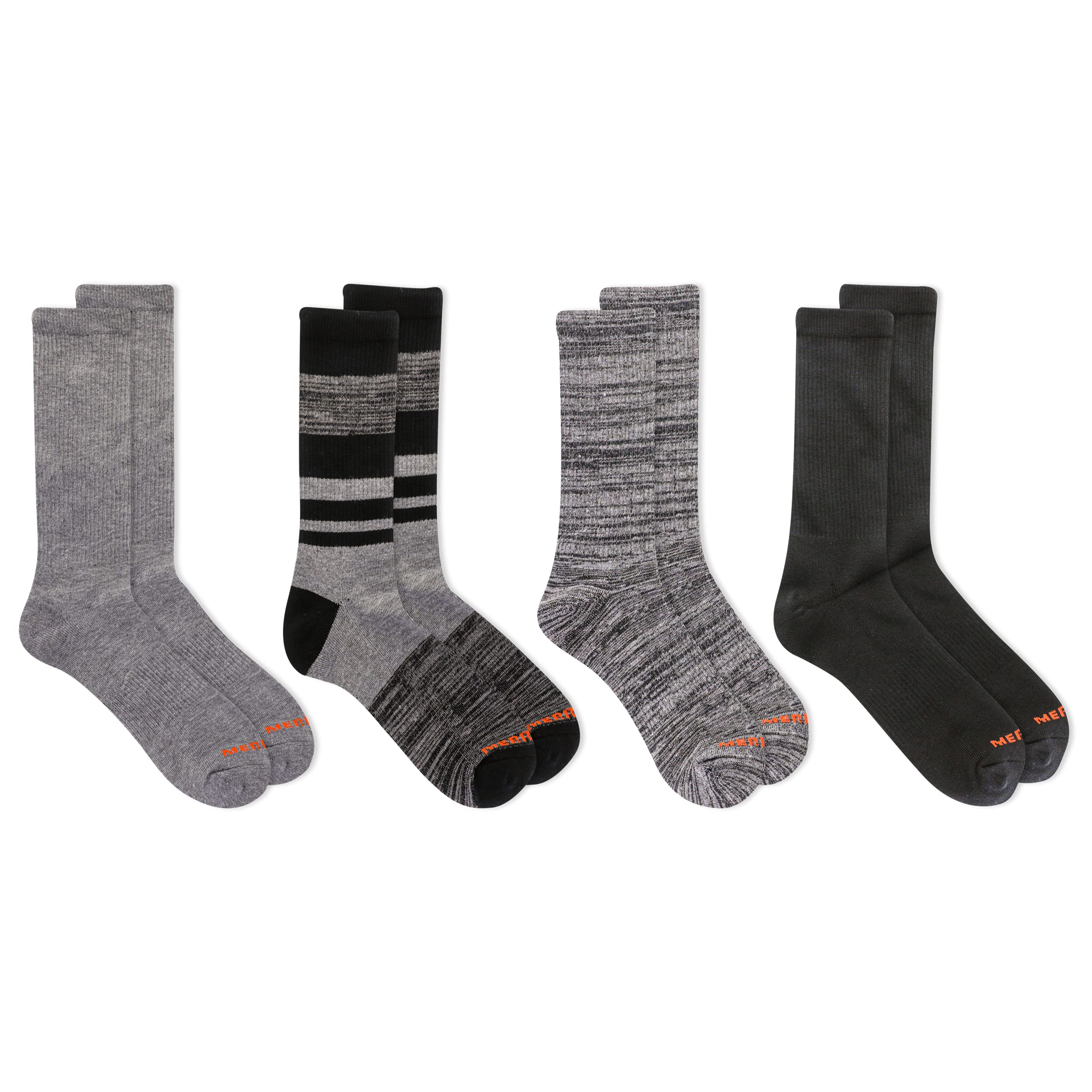 Merrell Men's And Women's Cushioned Midweight Crew Socks - 4, 8, 12 Pairs - Moisture Wicking Equipaggio Unisex - Adulto (Pacco da 4)