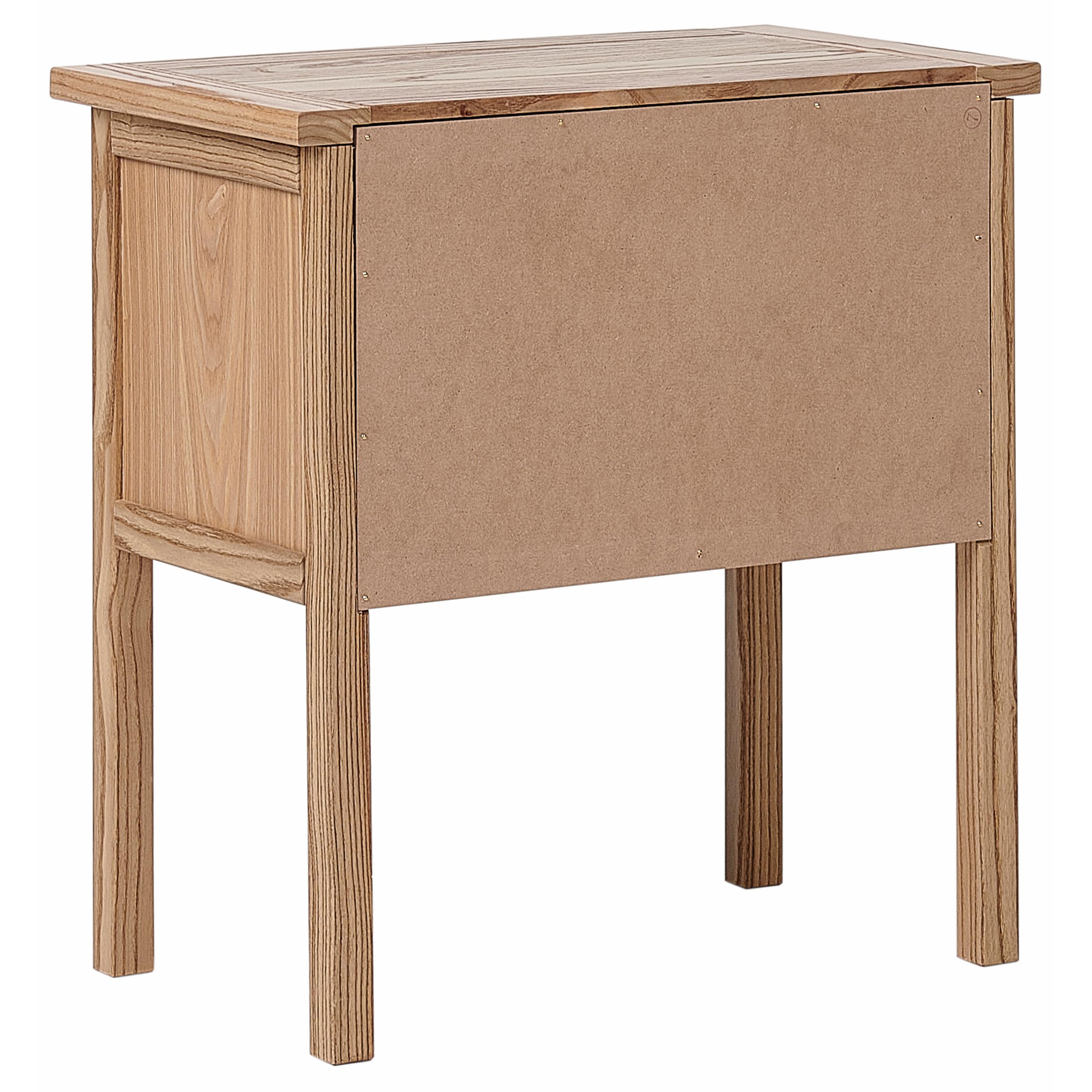 Beliani Comodino 2 cassetti portaoggetti in legno massiccio legno chiaro